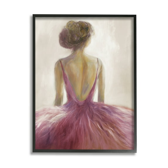Stupell Industries Abstract Pink Ballerina Tutu Female Dancer Black Framed Wall Art, 11 x 14, Design by K. Nari
