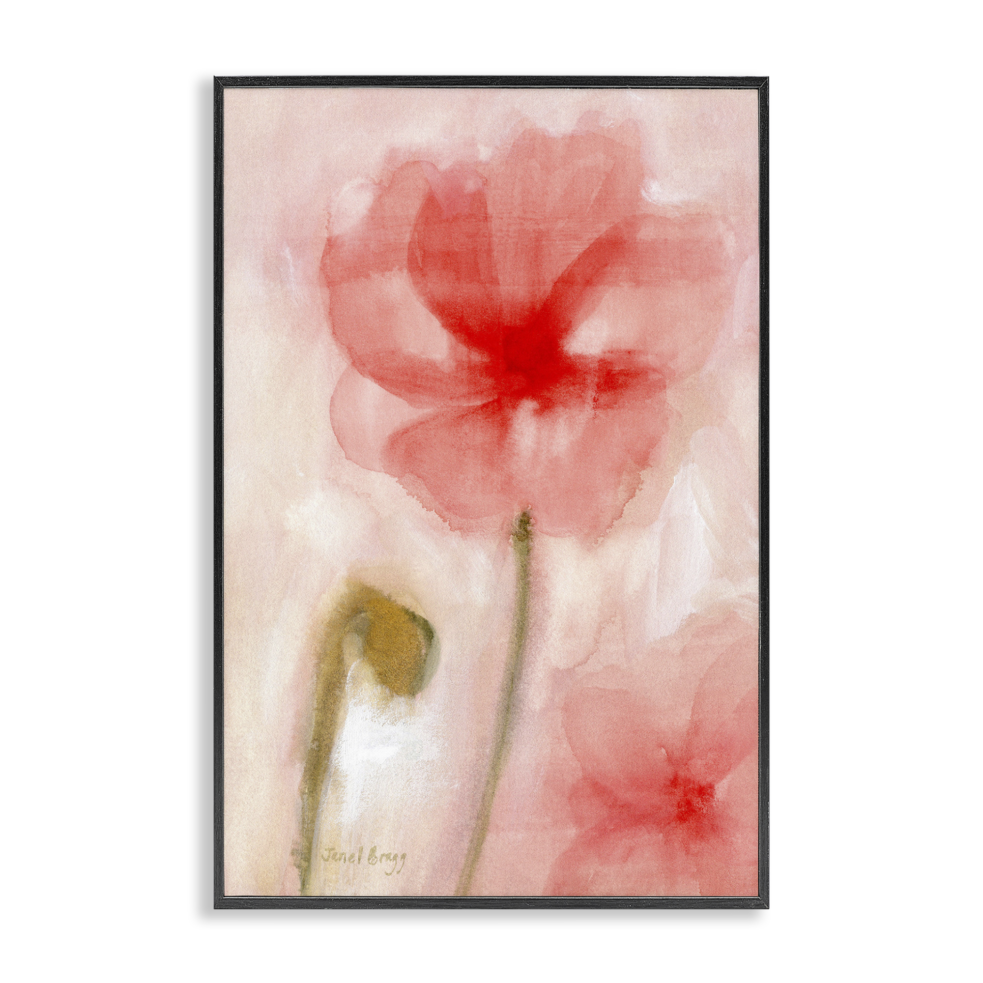 Stupell Industries Abstract Pink Bloom Botanical & Floral Painting Black Framed Art Print Wall Art, 12 x 18