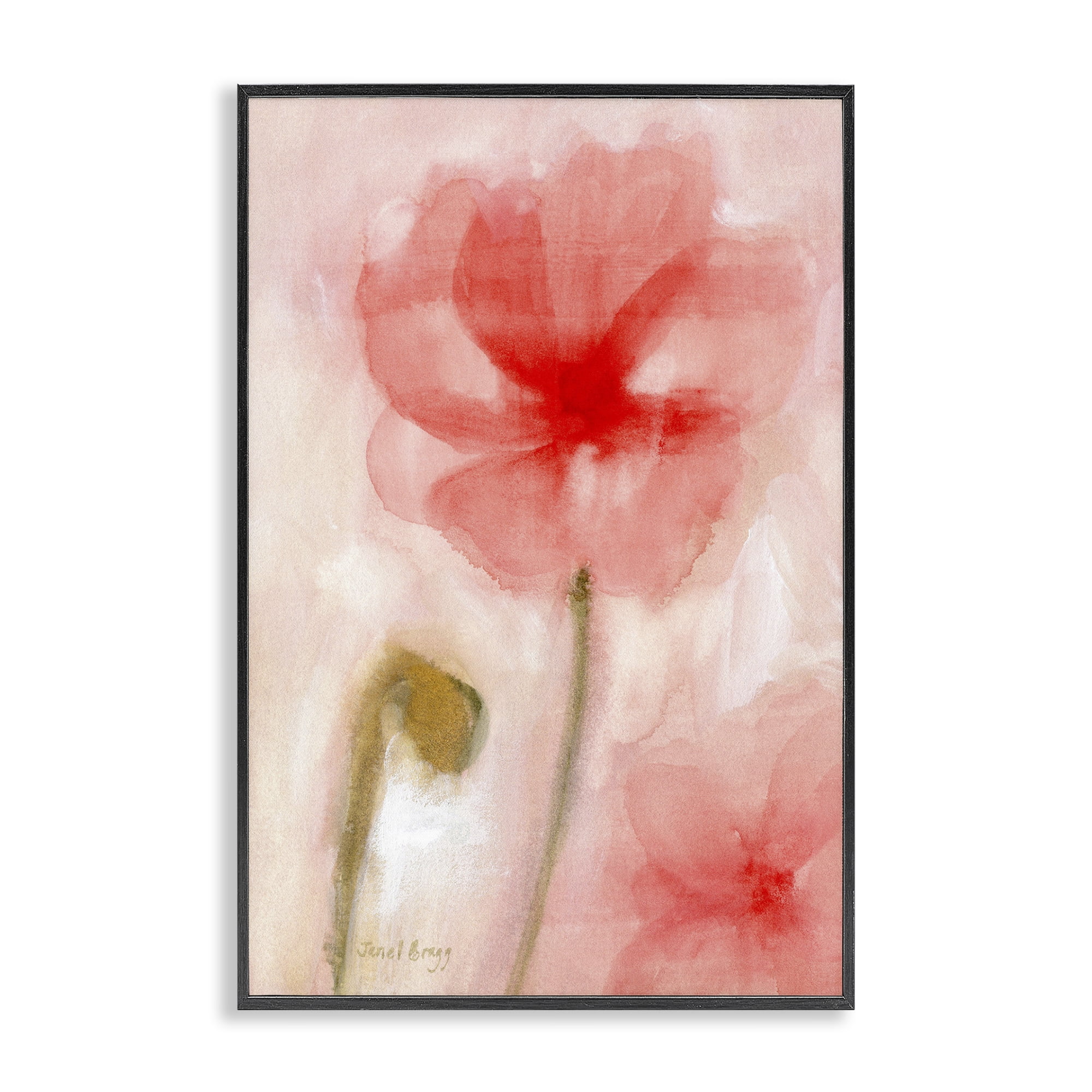 Stupell Industries Abstract Pink Bloom Botanical & Floral Painting Black Framed Art Print Wall Art, 16 x 24