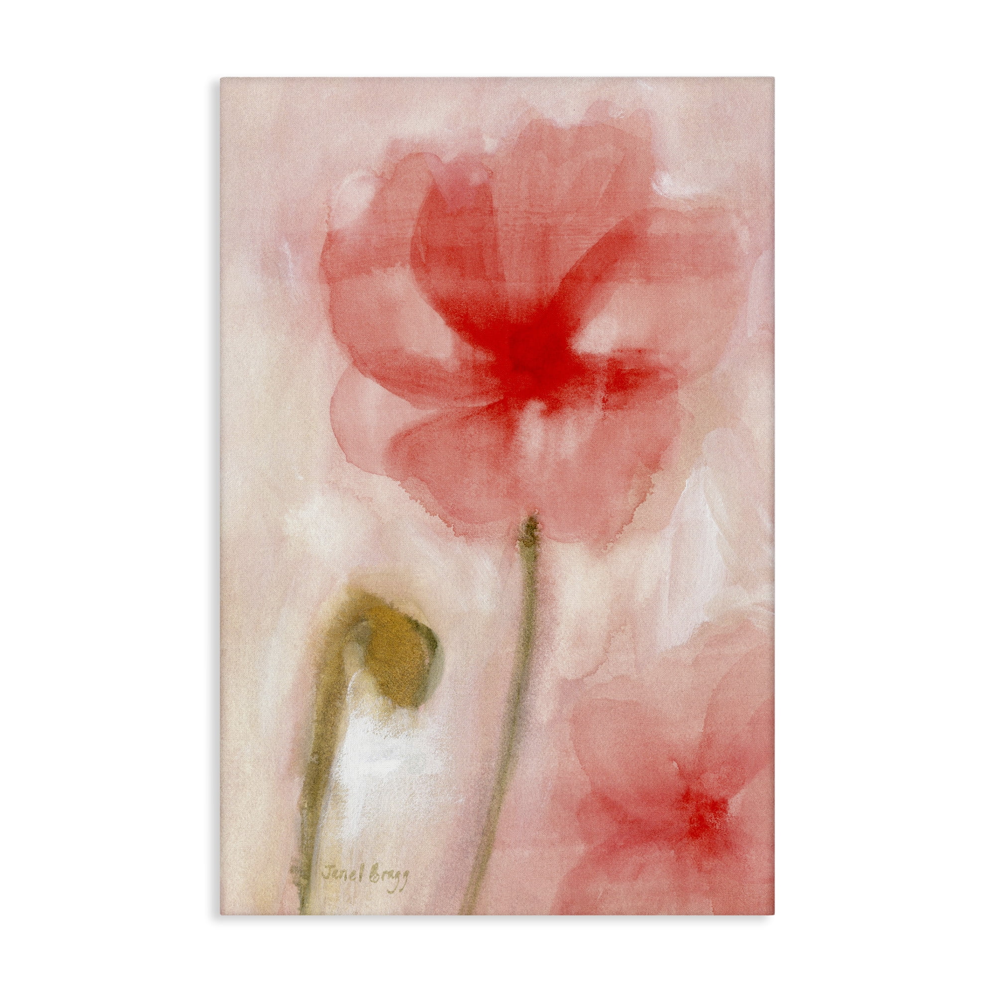 Stupell Industries Abstract Pink Bloom Botanical & Floral Painting Gallery Wrapped Canvas Art Print Wall Art, 30 x 45