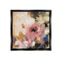 Stupell Industries Abstract Pink Blossom Botanical & Floral Painting Black Floater Framed Canvas Art Print Wall Art, 18 x 18