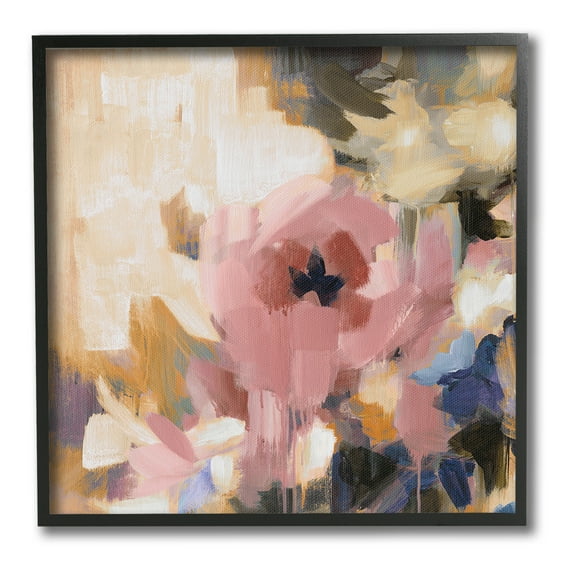 Stupell Industries Abstract Pink Blossom Botanical & Floral Painting Black Framed Art Print Wall Art, 24 x 24