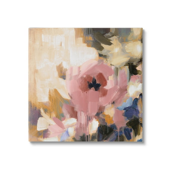 Stupell Industries Abstract Pink Blossom Botanical & Floral Painting Gallery Wrapped Canvas Art Print Wall Art, 17 x 17