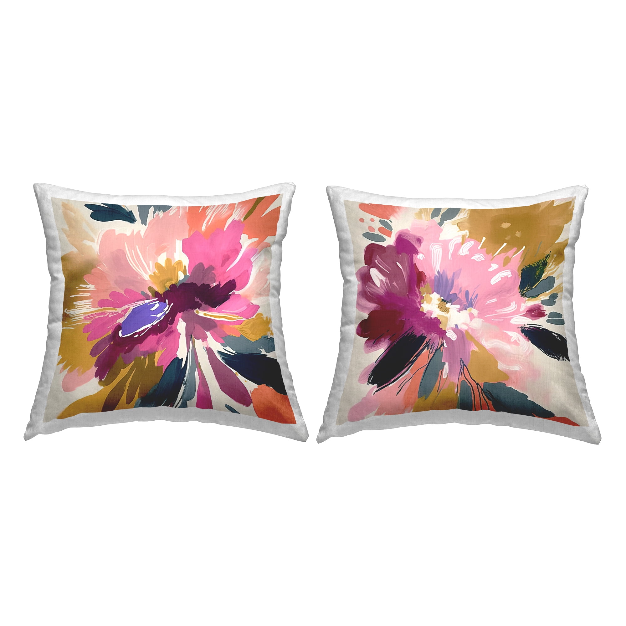 Stupell Industries Abstract Pink Blossoms Decorative Printed Throw Pillow, 18 x 18