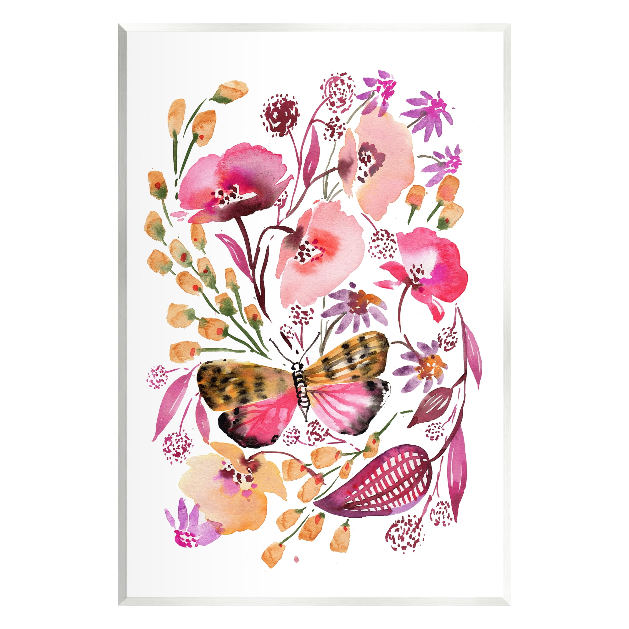 Stupell Industries Abstract Pink Botanicals Botanical & Floral Painting Unframed Art Print Wall Art, 13 x 19