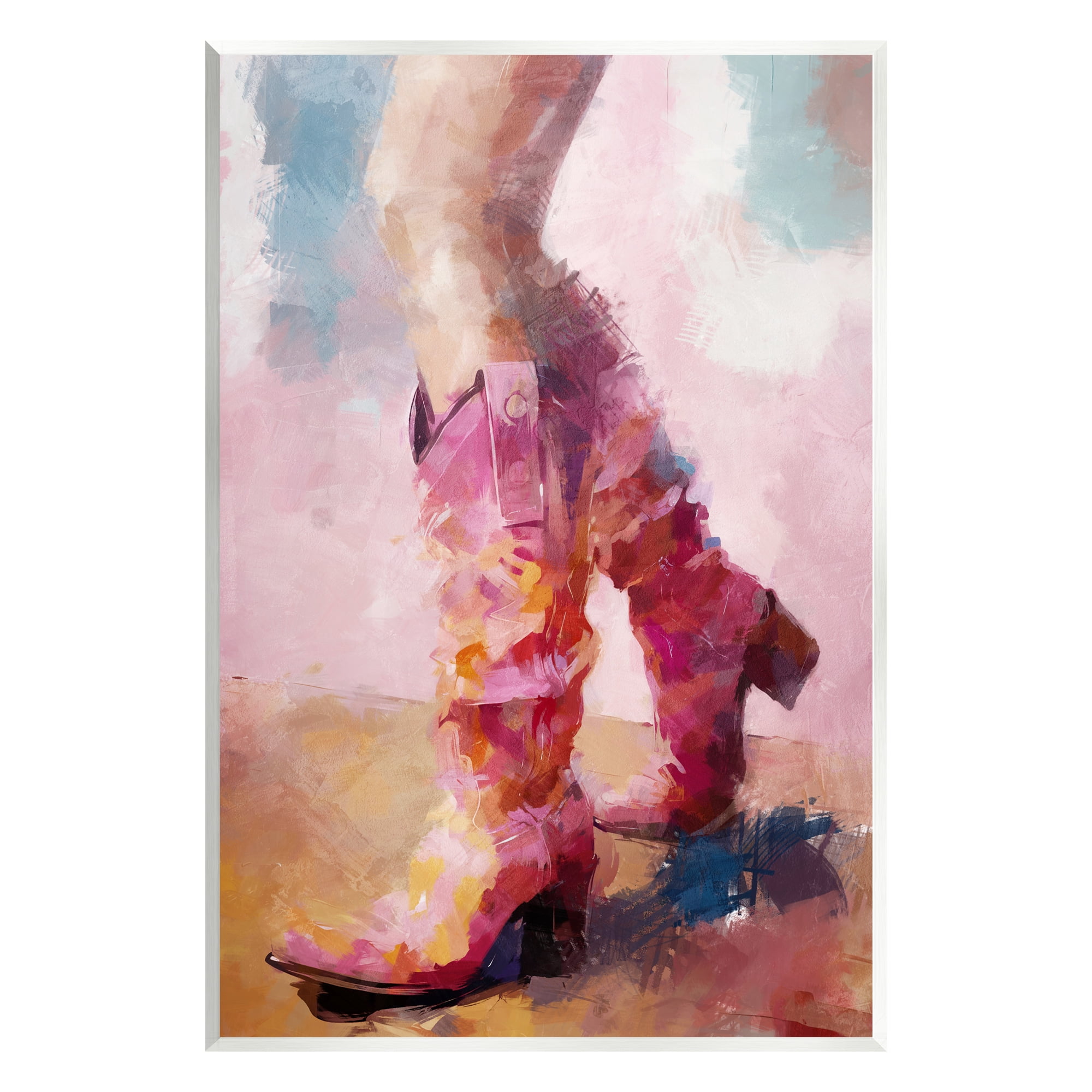 Stupell Industries Abstract Pink Cowgirl Boots Abstract Painting Unframed Art Print Wall Art, 13 x 19