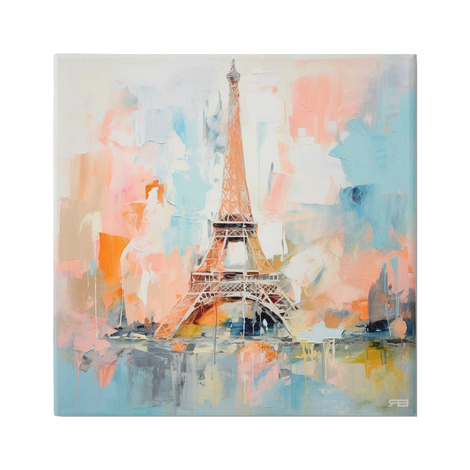 Stupell Industries Abstract Pink Eiffel Tower Abstract Painting Gallery Wrapped Canvas Art Print Wall Art, 30 x 30