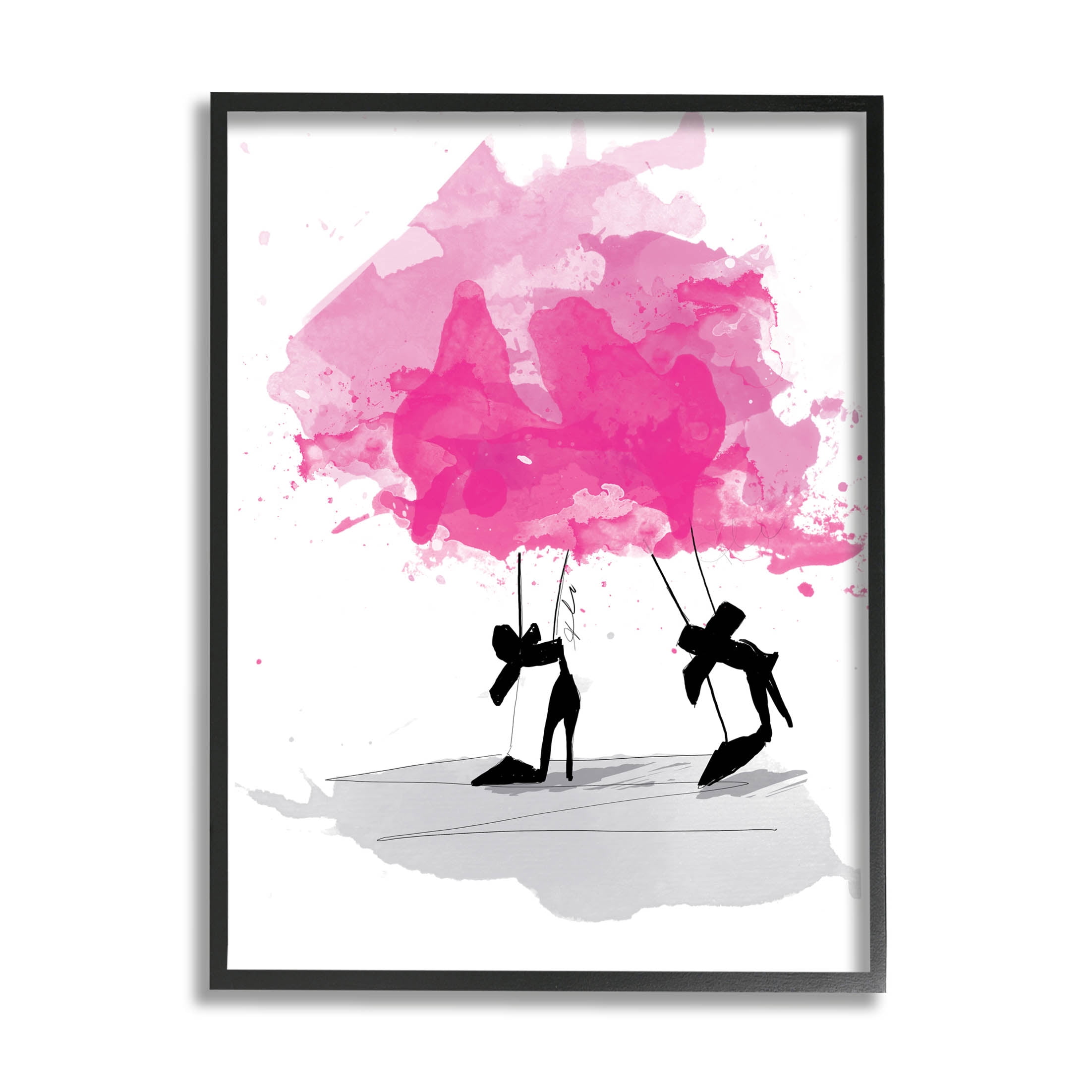Stupell Industries Abstract Pink Fashion Heels Graphic Art Black Framed Art Print Wall Art, Design by Alison Petrie