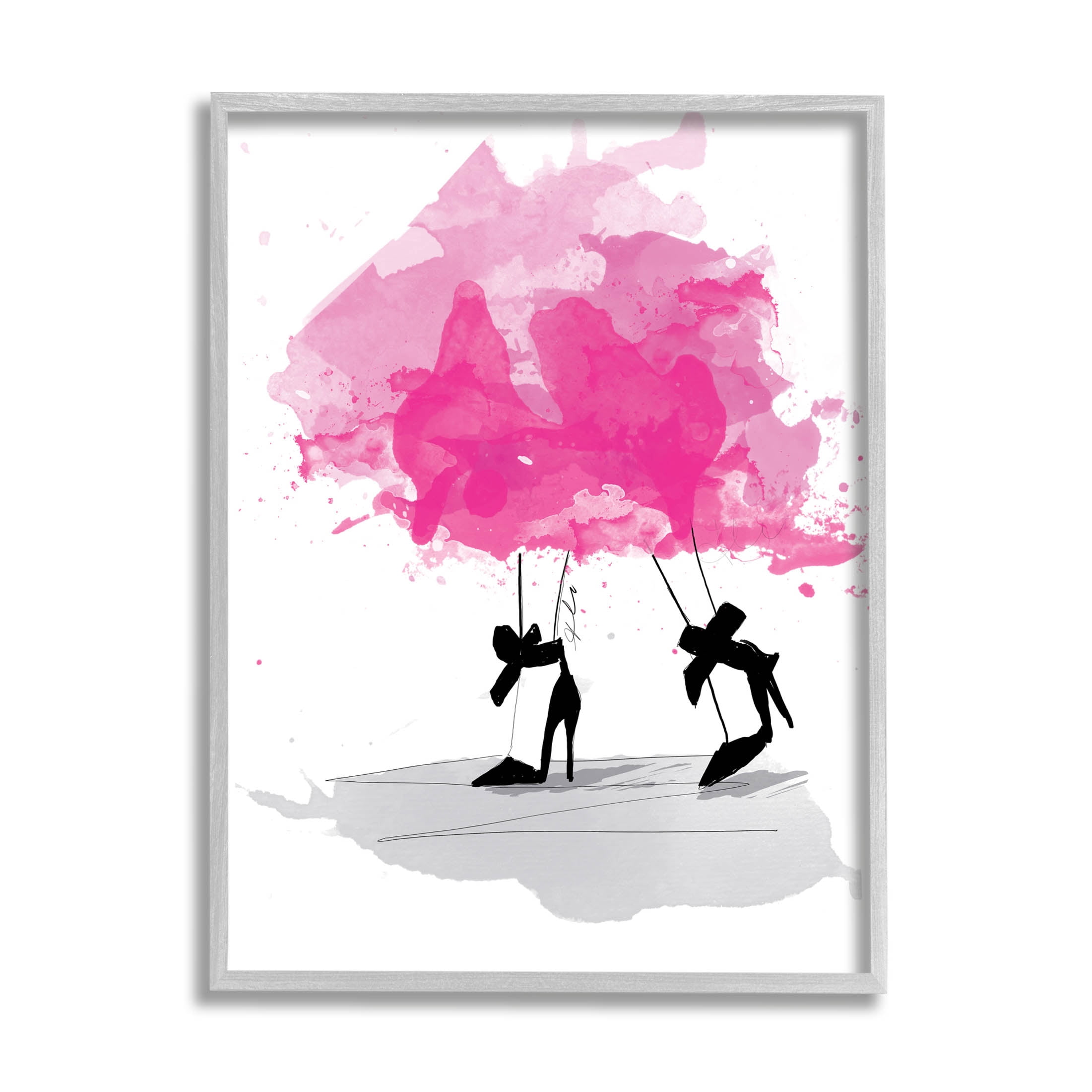 Stupell Industries Abstract Pink Fashion Heels Graphic Art Gray Framed Art Print Wall Art, Design by Alison Petrie