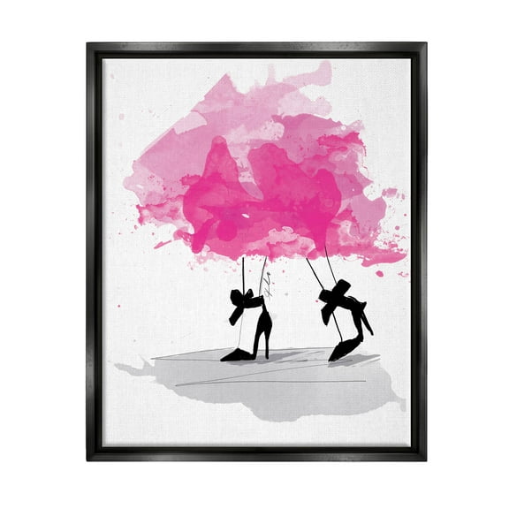 Stupell Industries Abstract Pink Fashion Heels Graphic Art Jet Black Floating Framed Canvas Print Wall Art, Design by Alison Petrie
