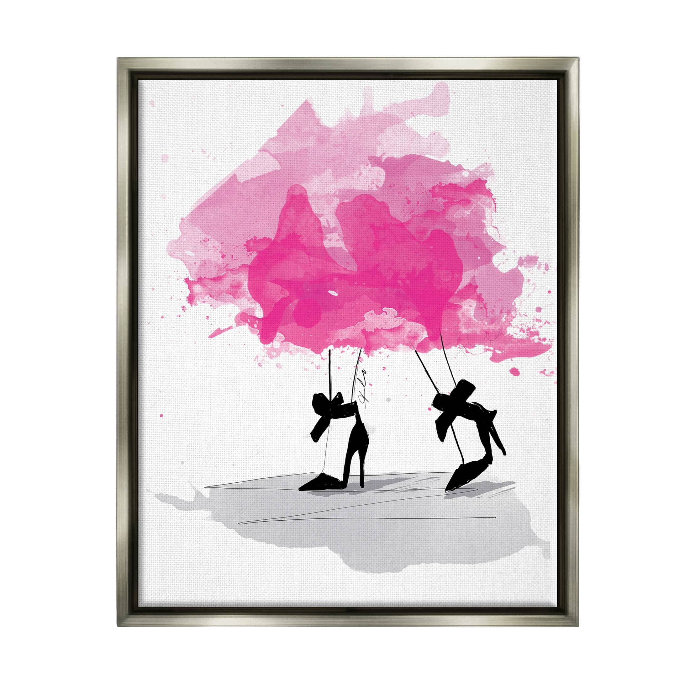 Stupell Industries Abstract Pink Fashion Heels Graphic Art Luster Gray Floating Framed Canvas Print Wall Art, Design by Alison Petrie