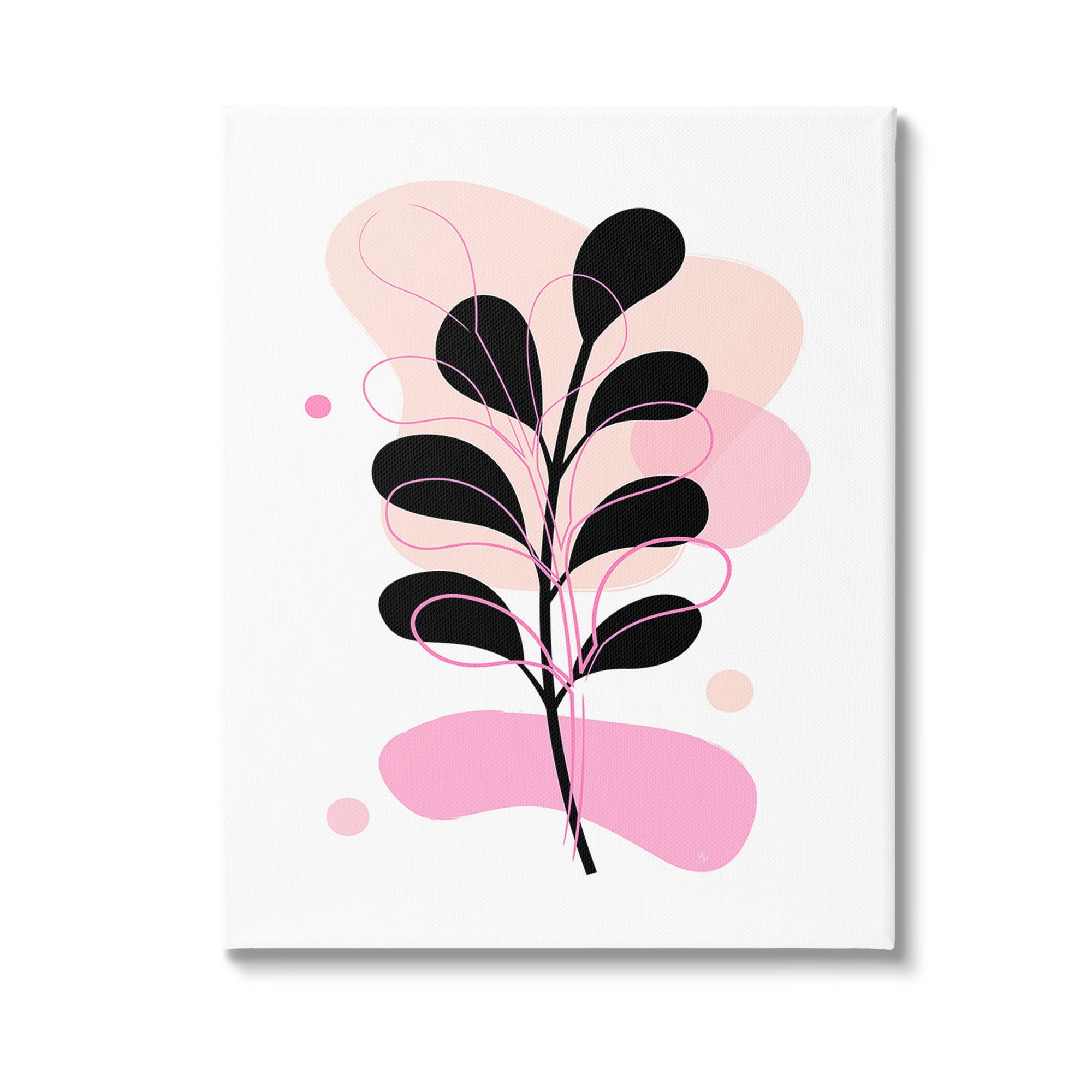 Stupell Industries Abstract Pink Fern Leaf Botanical & Floral Painting Gallery Wrapped Canvas Art Print Wall Art, 16 x 20
