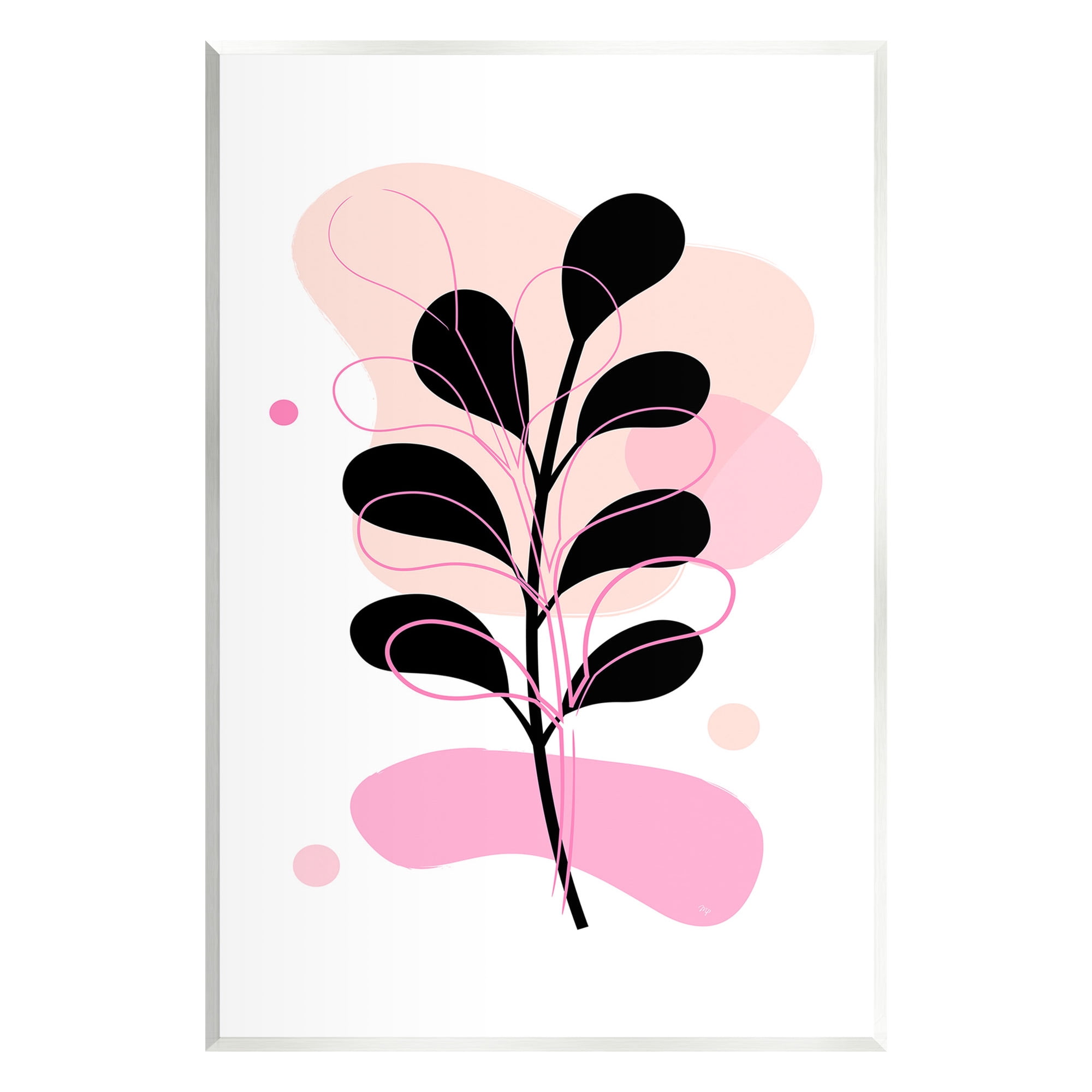 Stupell Industries Abstract Pink Fern Leaf Botanical & Floral Painting Unframed Art Print Wall Art, 13 x 19