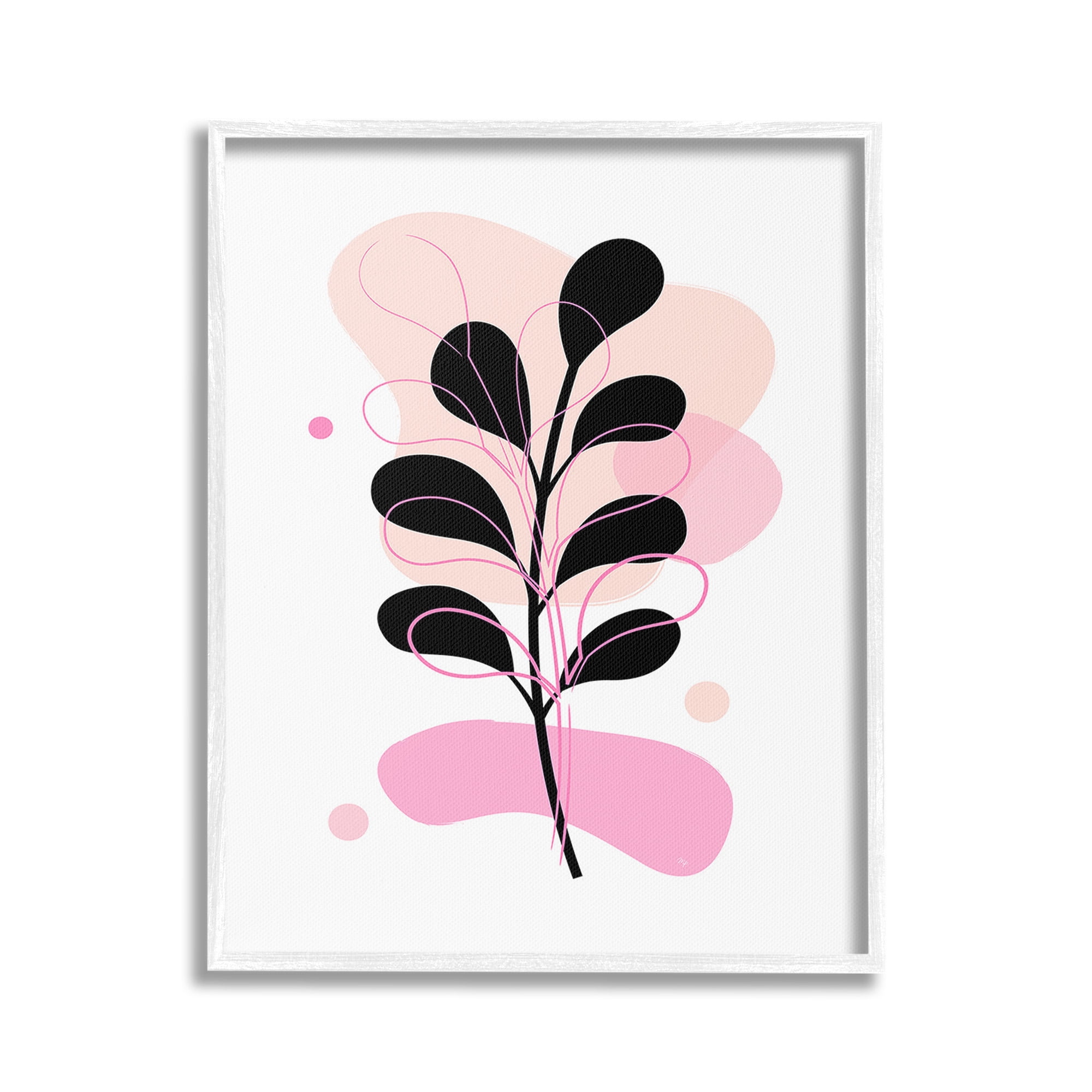 Stupell Industries Abstract Pink Fern Leaf Botanical & Floral Painting White Framed Art Print Wall Art, 16 x 20
