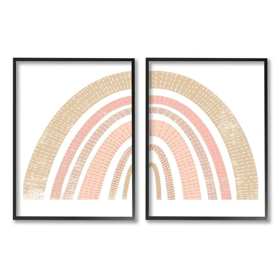 Stupell Industries Abstract Pink Neutral Kid's Rainbow Arches Striped Patterns, 11 x 14, Design by Daphne Polselli