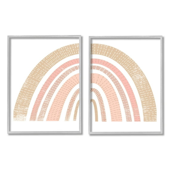 Stupell Industries Abstract Pink Neutral Kid's Rainbow Arches Striped Patterns, 24 x 30, Design by Daphne Polselli
