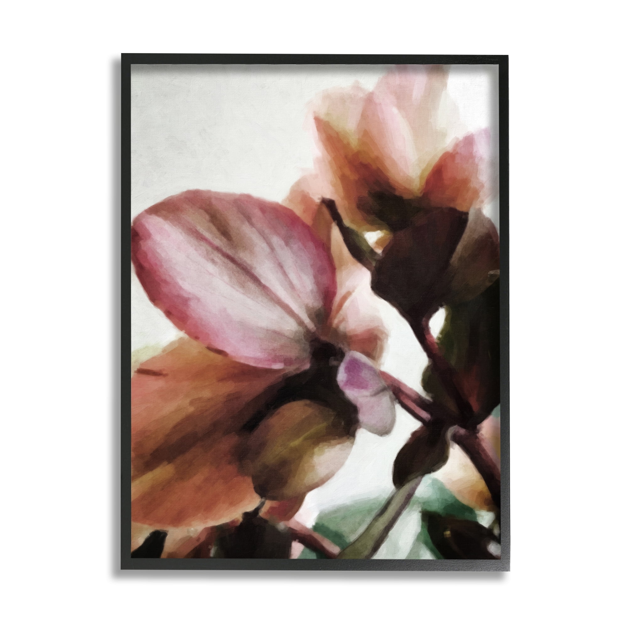 Stupell Industries Abstract Pink Petals Botanical & Floral Painting Black Framed Art Print Wall Art, 24 x 30