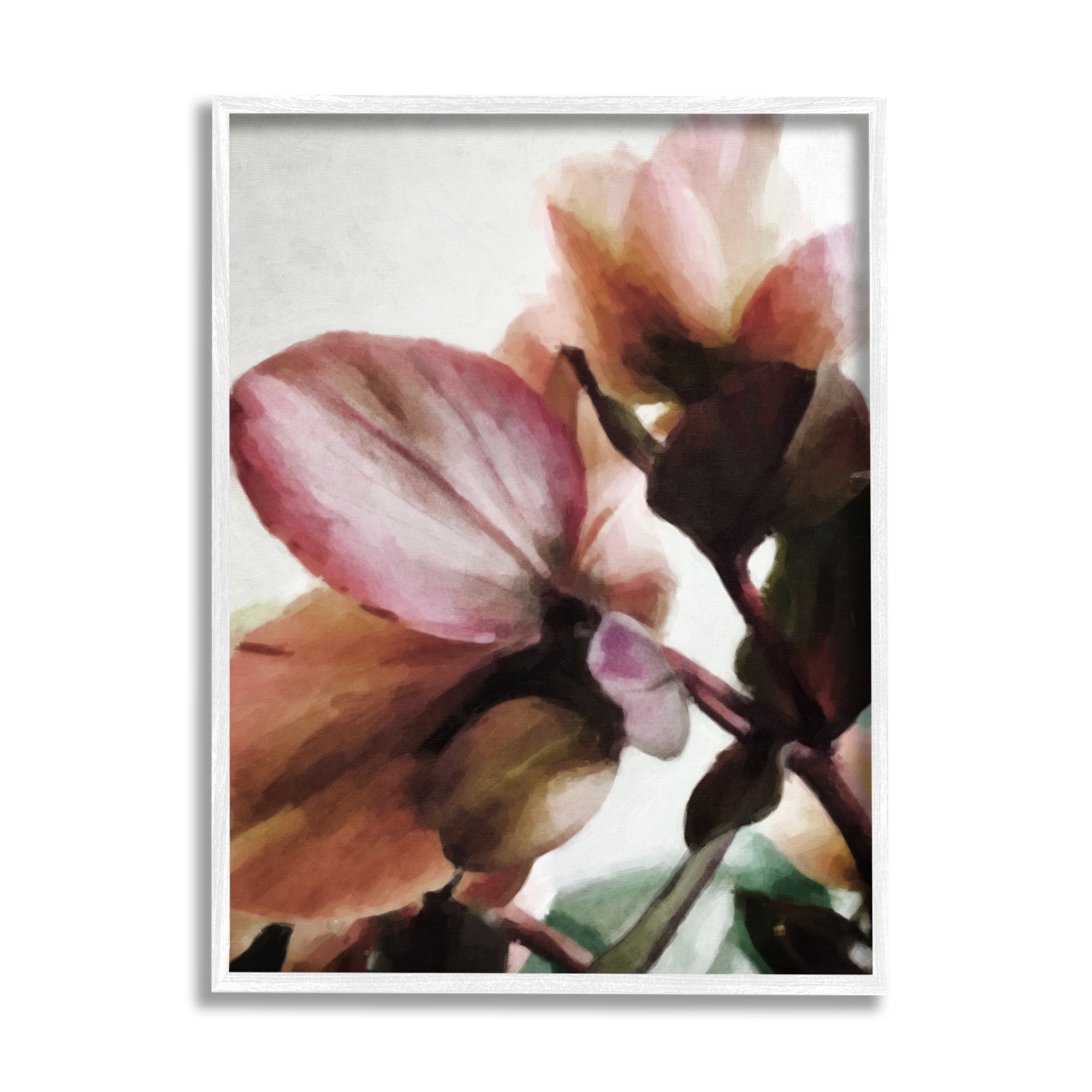Stupell Industries Abstract Pink Petals Botanical & Floral Painting White Framed Art Print Wall Art, 11 x 14