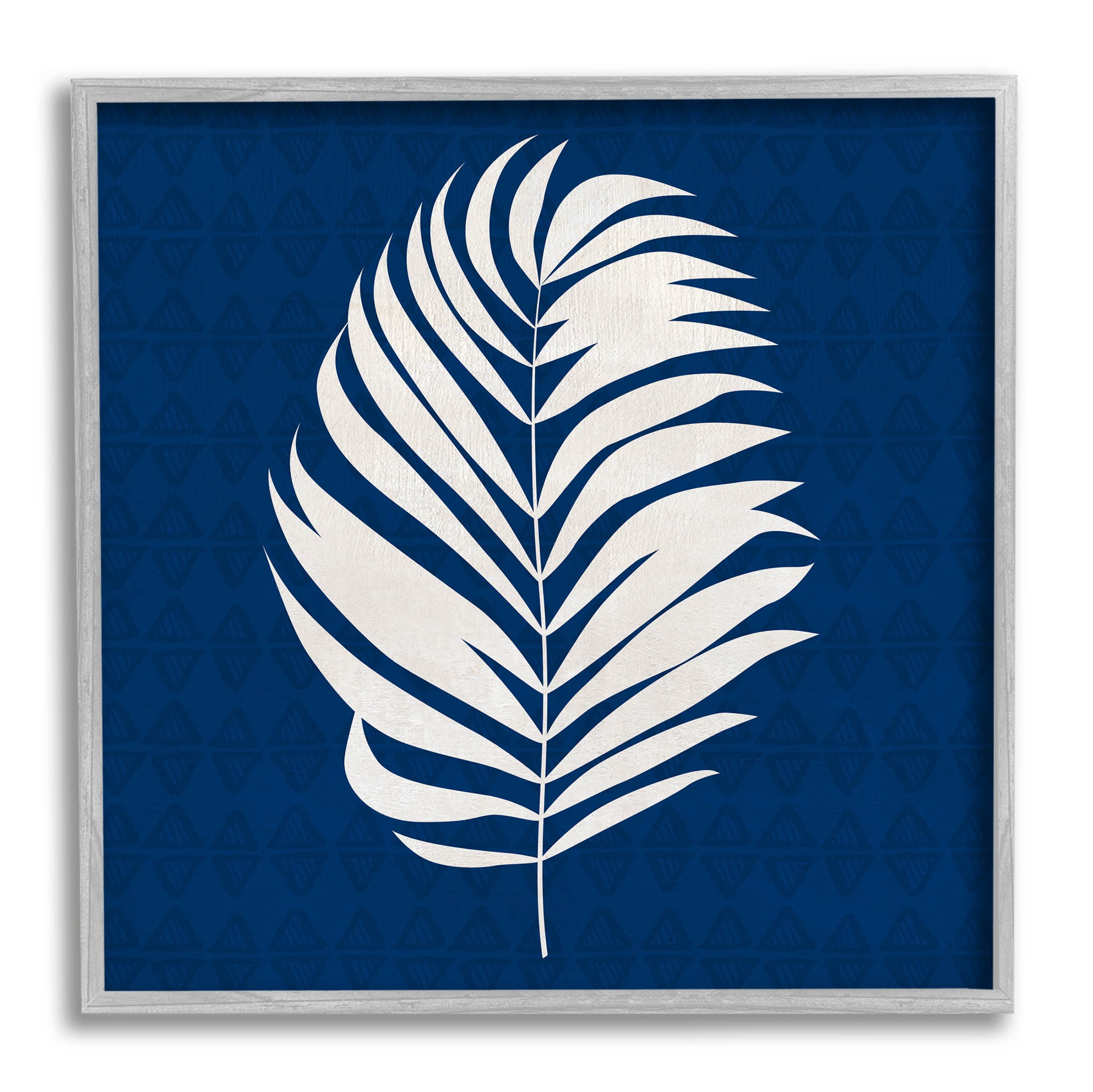 Stupell Industries Abstract Plant Leaf Bold Palm Graphic Art Gray Framed Art Print Wall Art, Design by Susan Jill