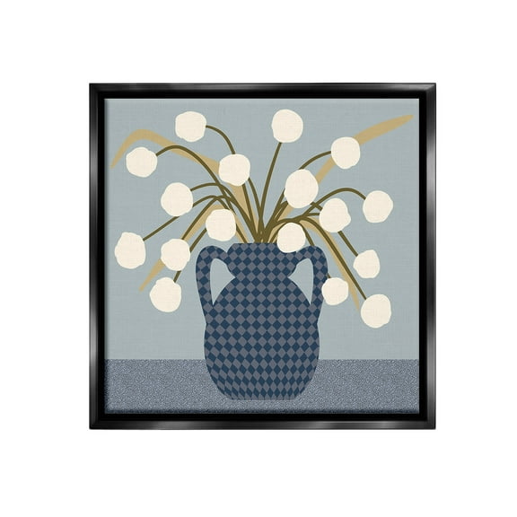 Stupell Industries Abstract Plant Still Life Botanical & Floral Painting Black Floater Framed Canvas Art Print Wall Art, 18 x 18