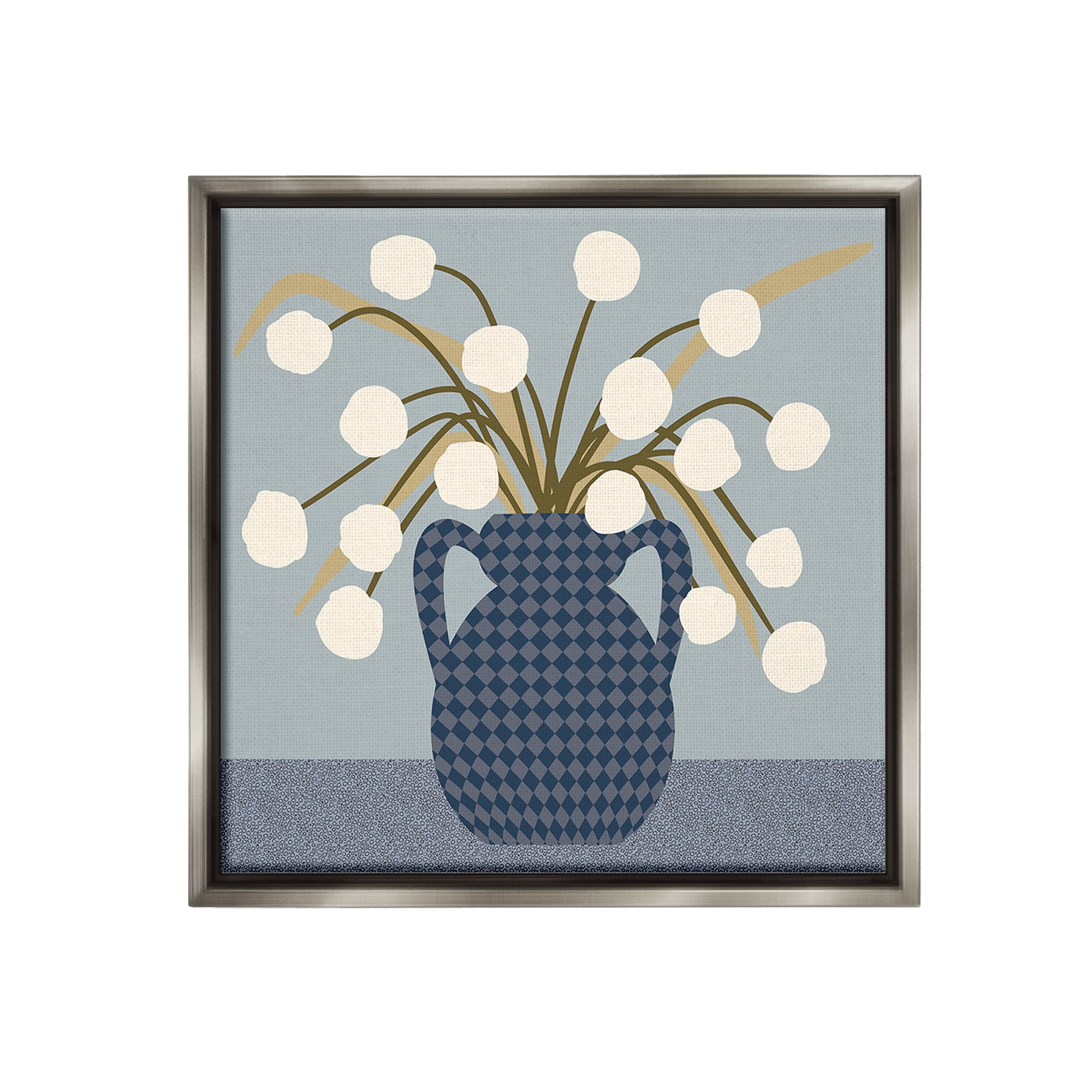 Stupell Industries Abstract Plant Still Life Botanical & Floral Painting Gray Floater Framed Canvas Art Print Wall Art, 18 x 18