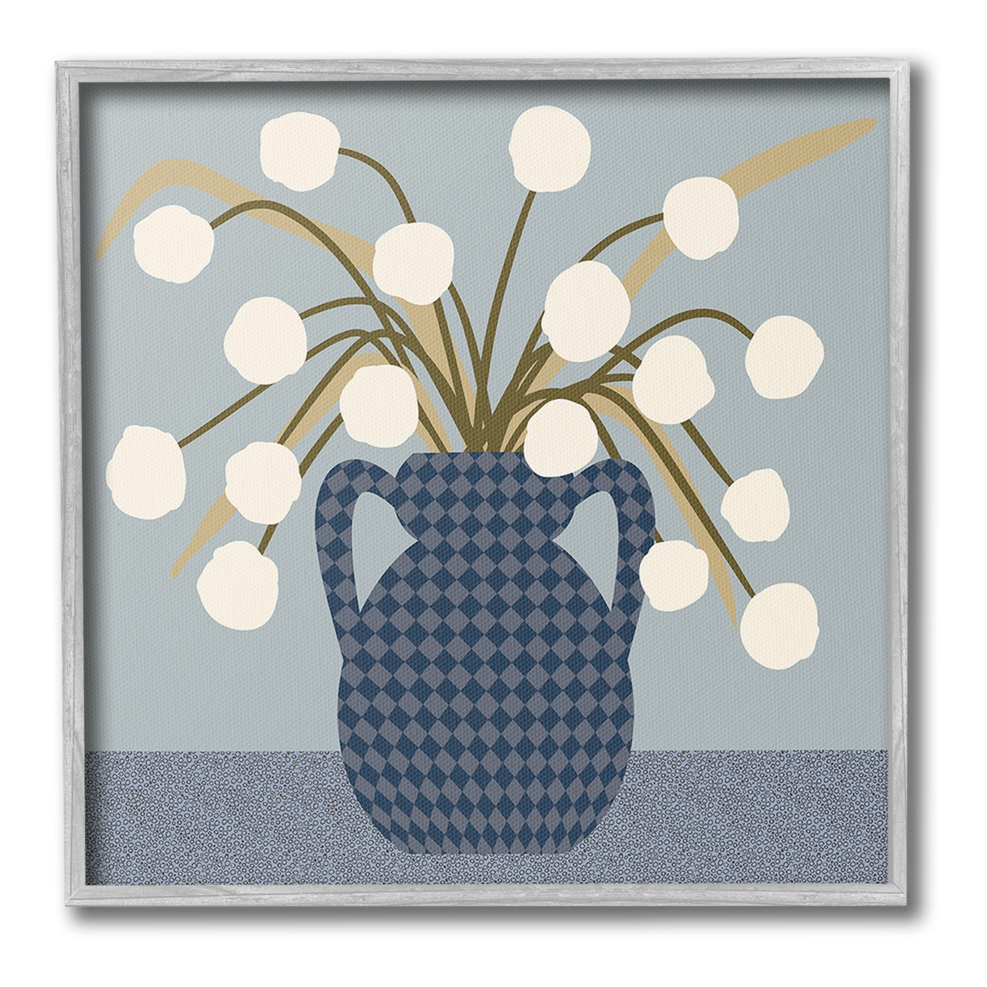 Stupell Industries Abstract Plant Still Life Botanical & Floral Painting Gray Framed Art Print Wall Art, 12 x 12