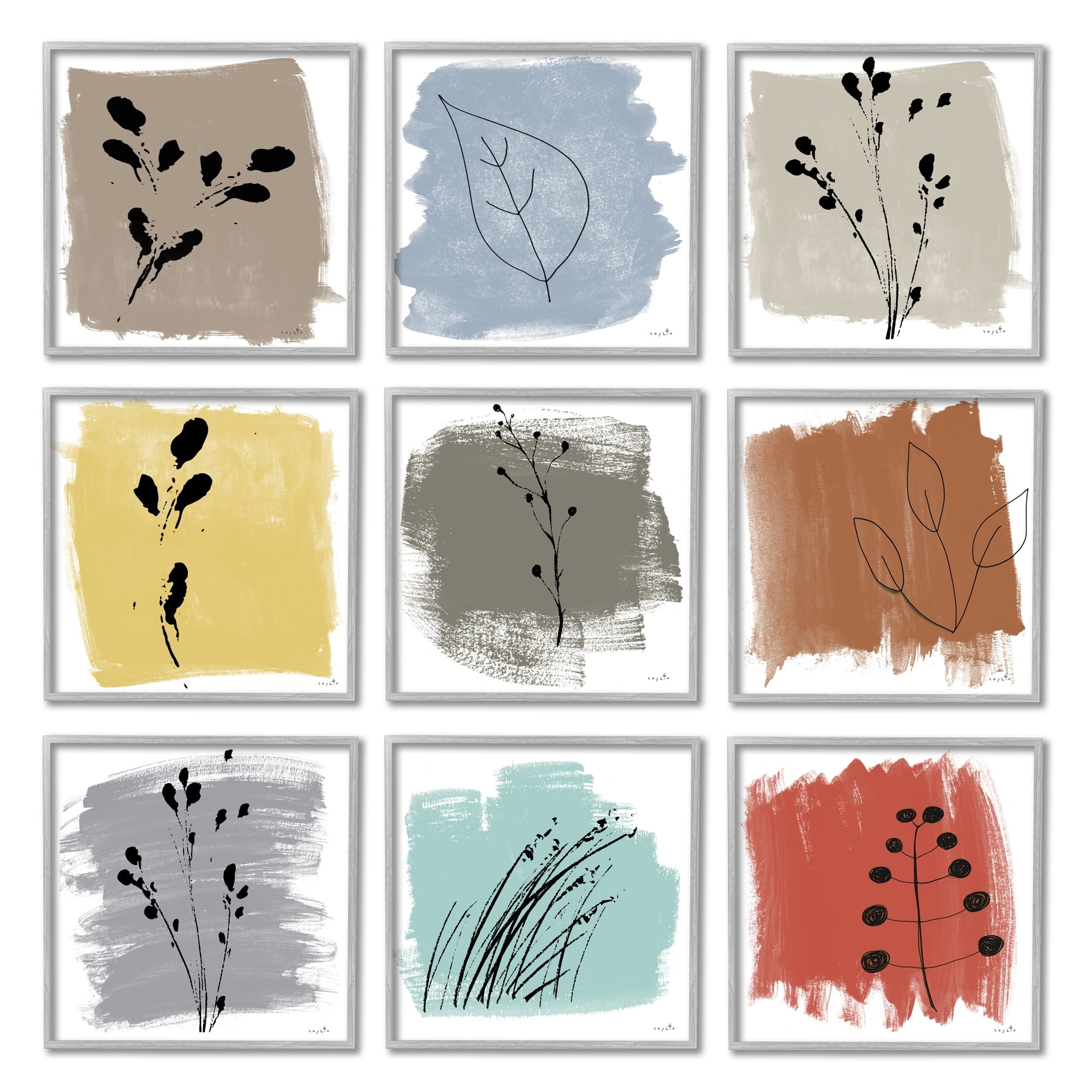 Stupell Industries Abstract Plants Expressive Modern Botanicals Paint Stroke Pattern, 12 x 12, Design by Sophie 6