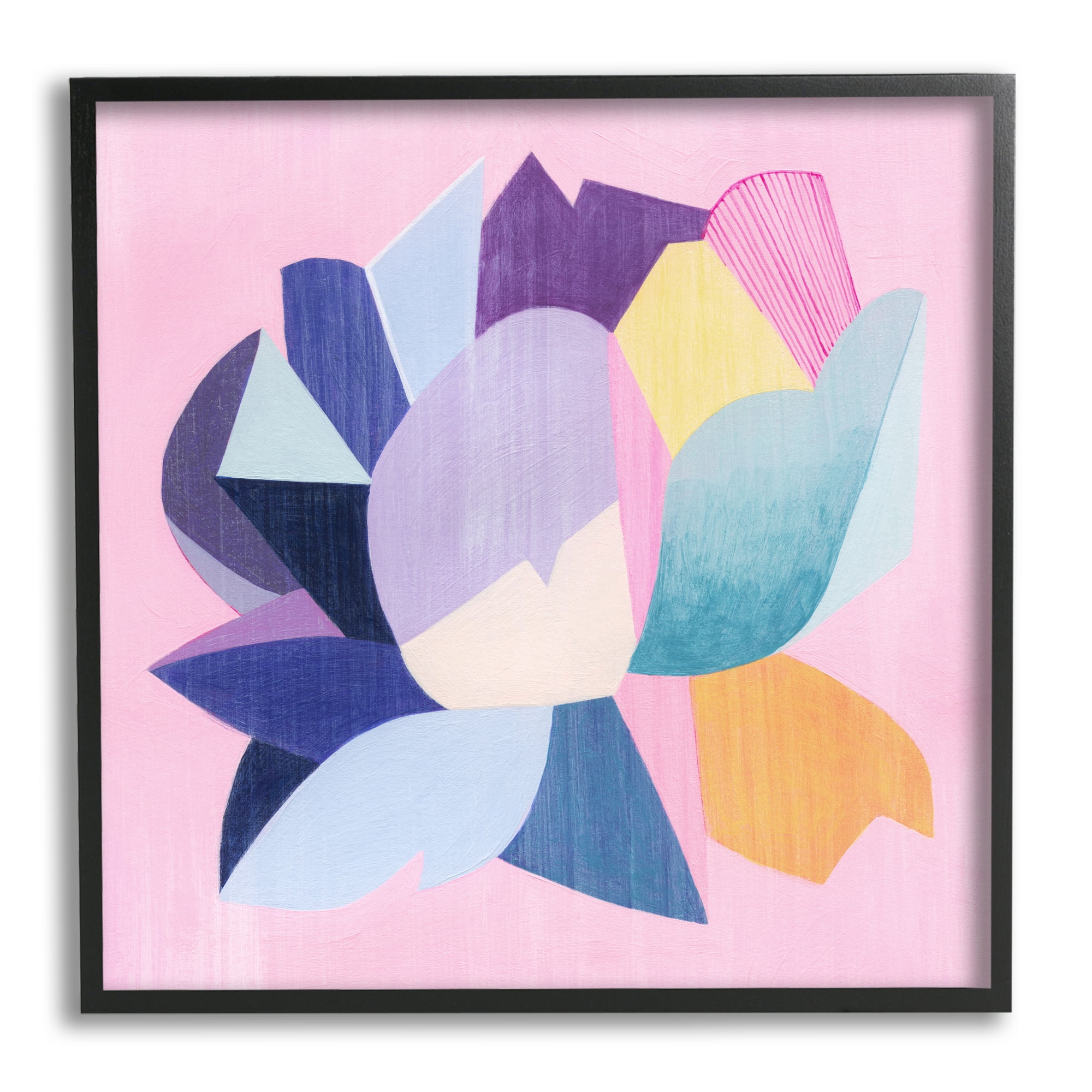 Stupell Industries Abstract Pop Blooming Flower Abstract Painting Black Framed Art Print Wall Art, 12 x 12