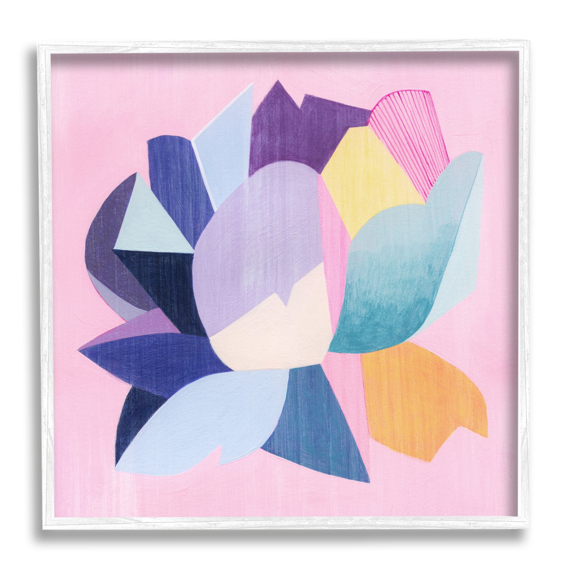 Stupell Industries Abstract Pop Blooming Flower Abstract Painting White Framed Art Print Wall Art, 24 x 24