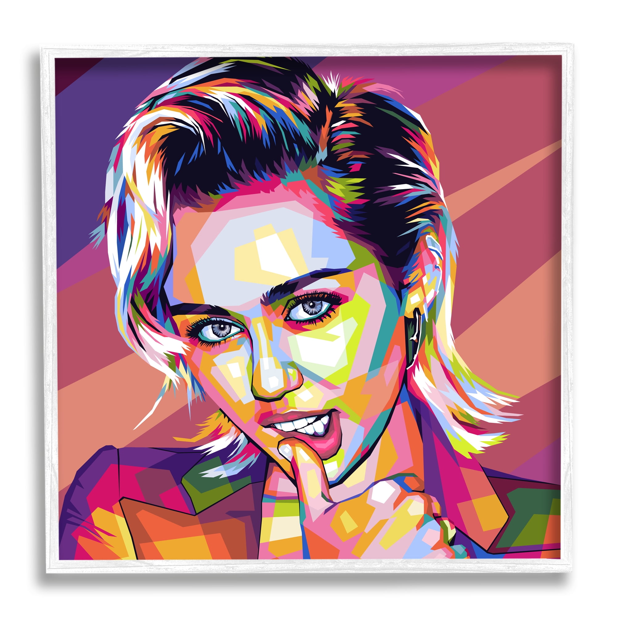 Stupell Industries Abstract Pop Miley Abstract Painting White Framed Art Print Wall Art, 24 x 24