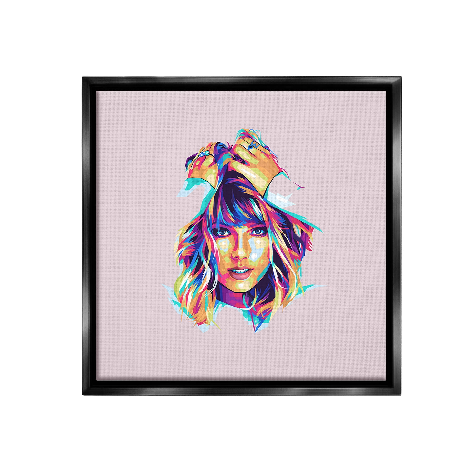 Stupell Industries Abstract Pop Star Abstract Painting Black Floater Framed Canvas Art Print Wall Art, 18 x 18