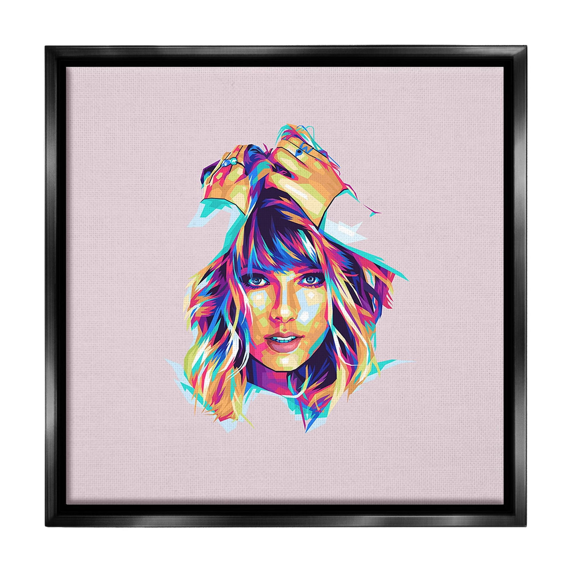 Stupell Industries Abstract Pop Star Abstract Painting Black Floater Framed Canvas Art Print Wall Art, 25 x 25