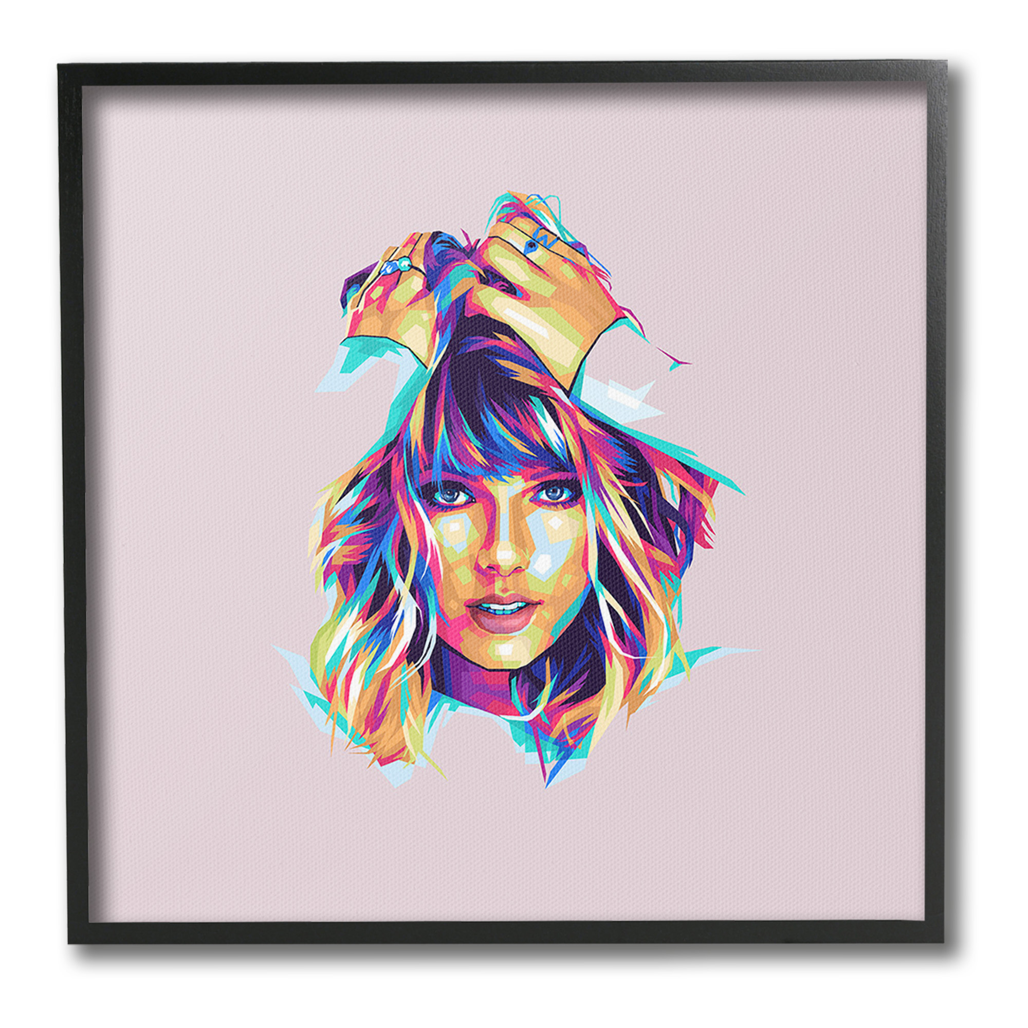 Stupell Industries Abstract Pop Star Abstract Painting Black Framed Art Print Wall Art, 12 x 12