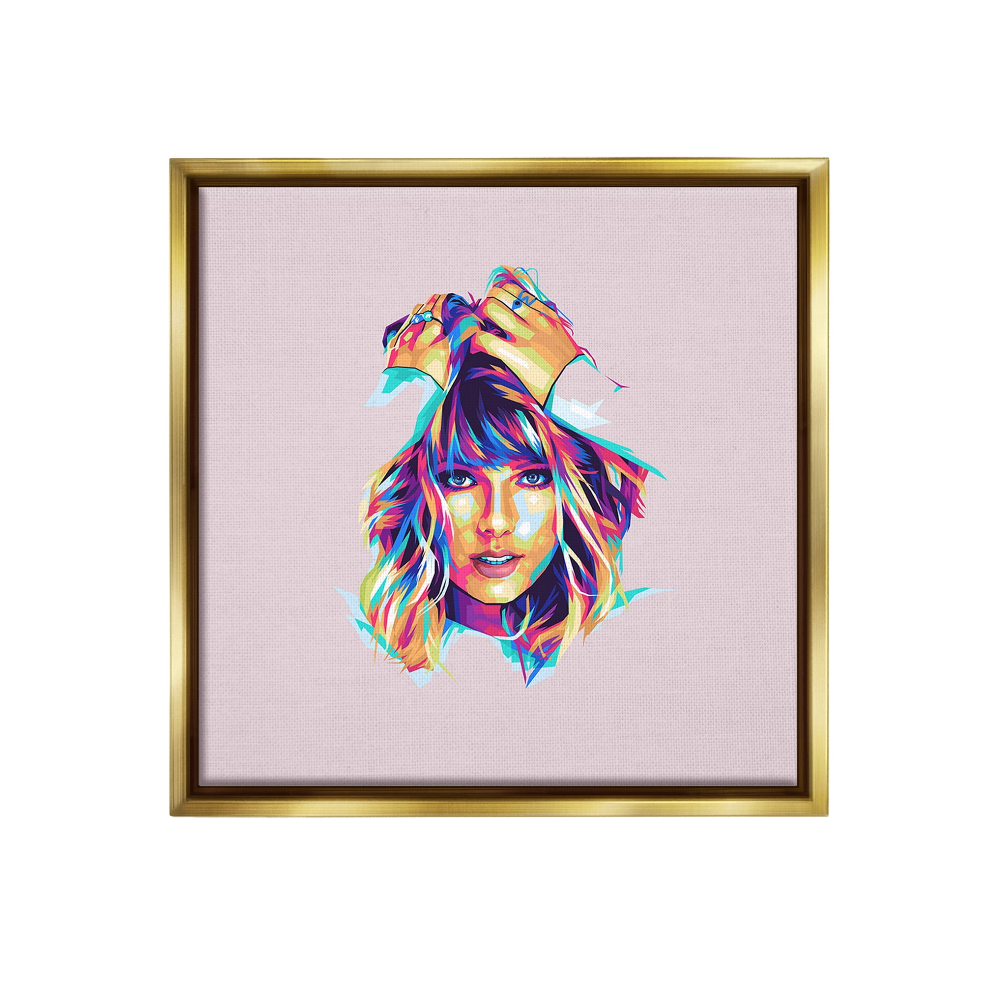 Stupell Industries Abstract Pop Star Abstract Painting Gold Floater Framed Canvas Art Print Wall Art, 25 x 25