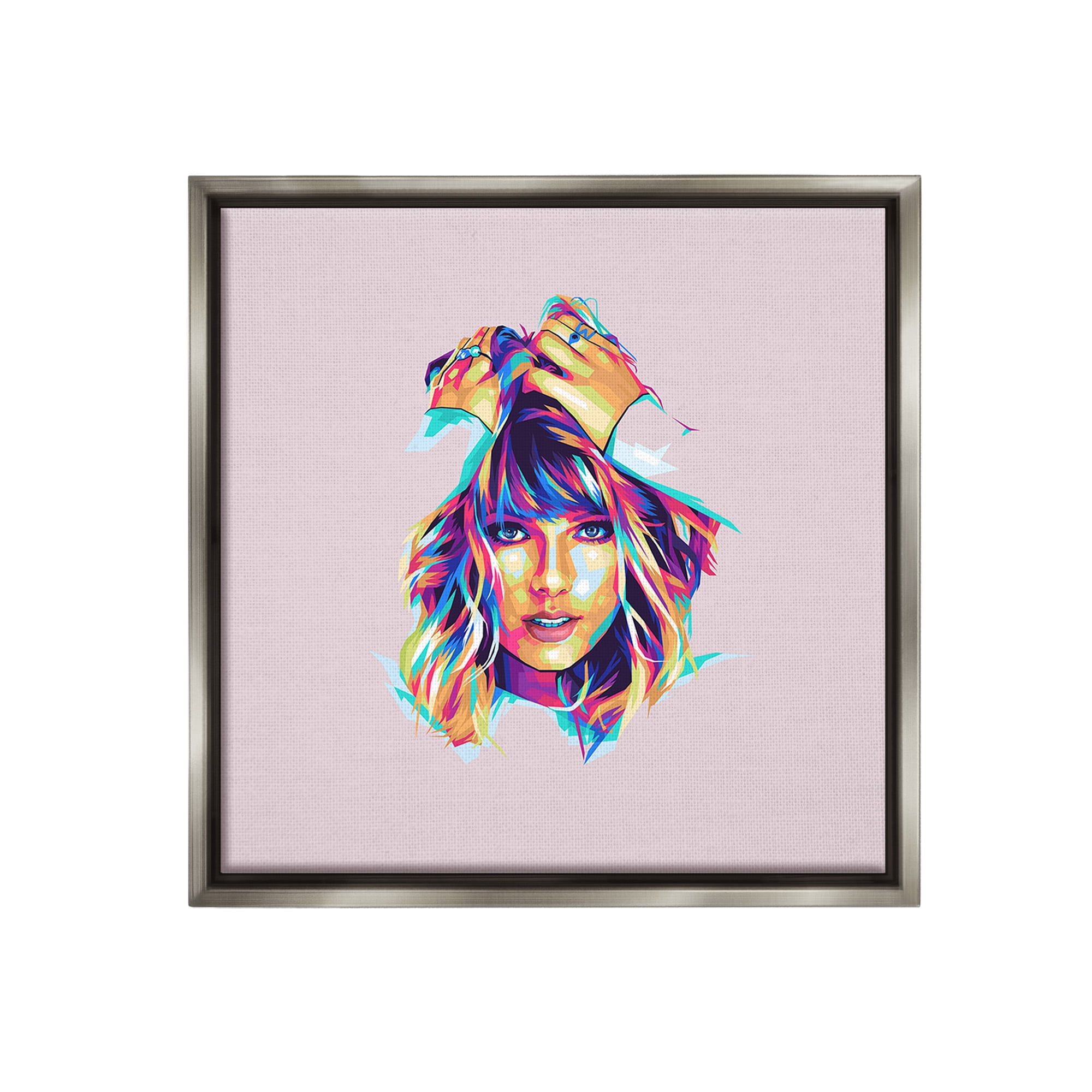 Stupell Industries Abstract Pop Star Abstract Painting Gray Floater Framed Canvas Art Print Wall Art, 18 x 18