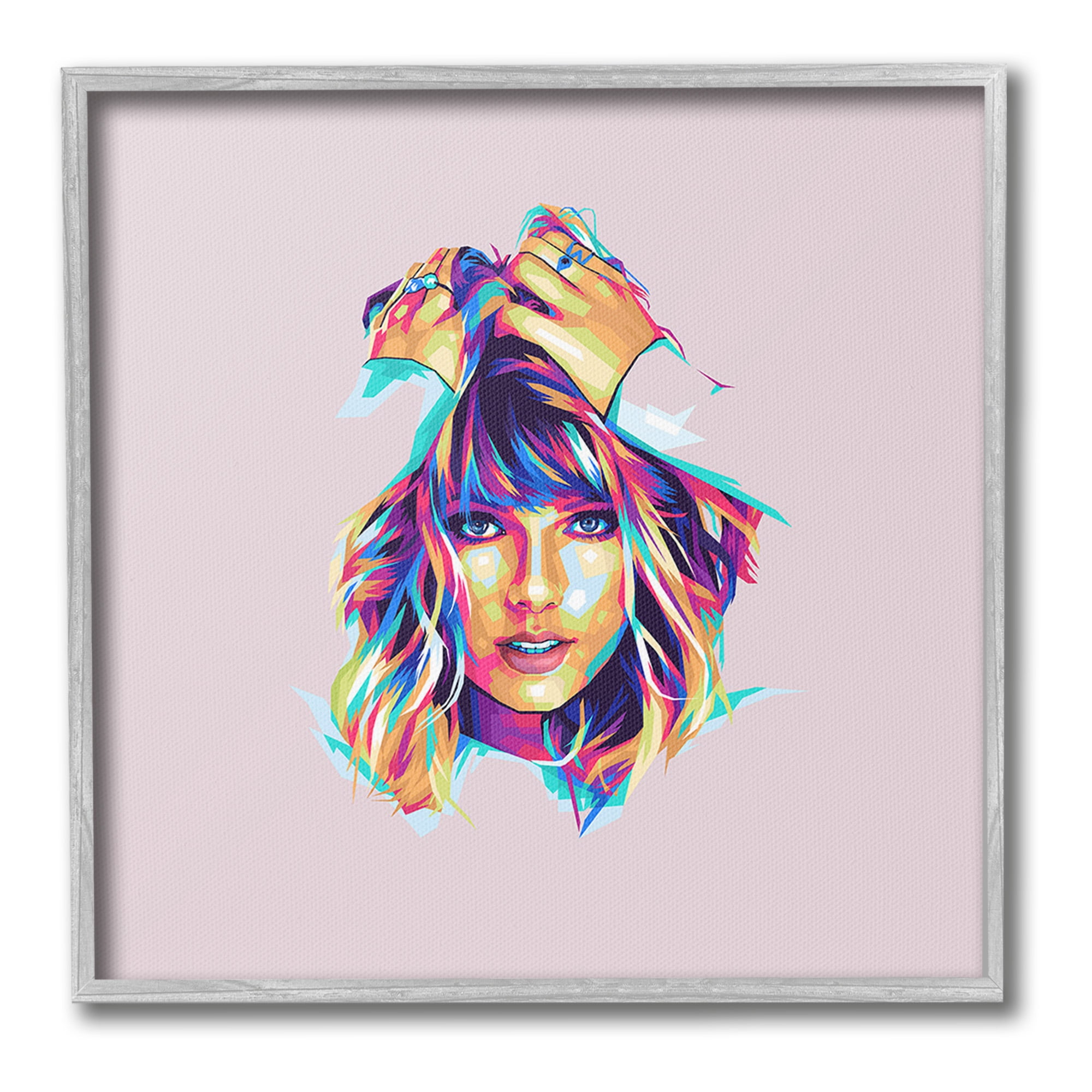 Stupell Industries Abstract Pop Star Abstract Painting Gray Framed Art Print Wall Art, 24 x 24