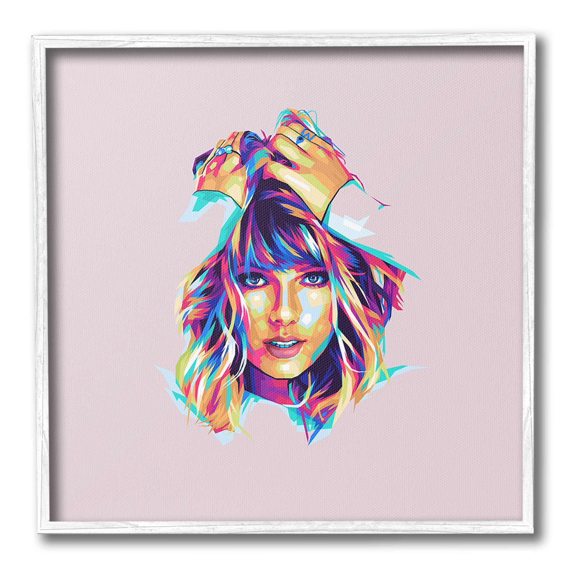 Stupell Industries Abstract Pop Star Abstract Painting White Framed Art Print Wall Art, 12 x 12