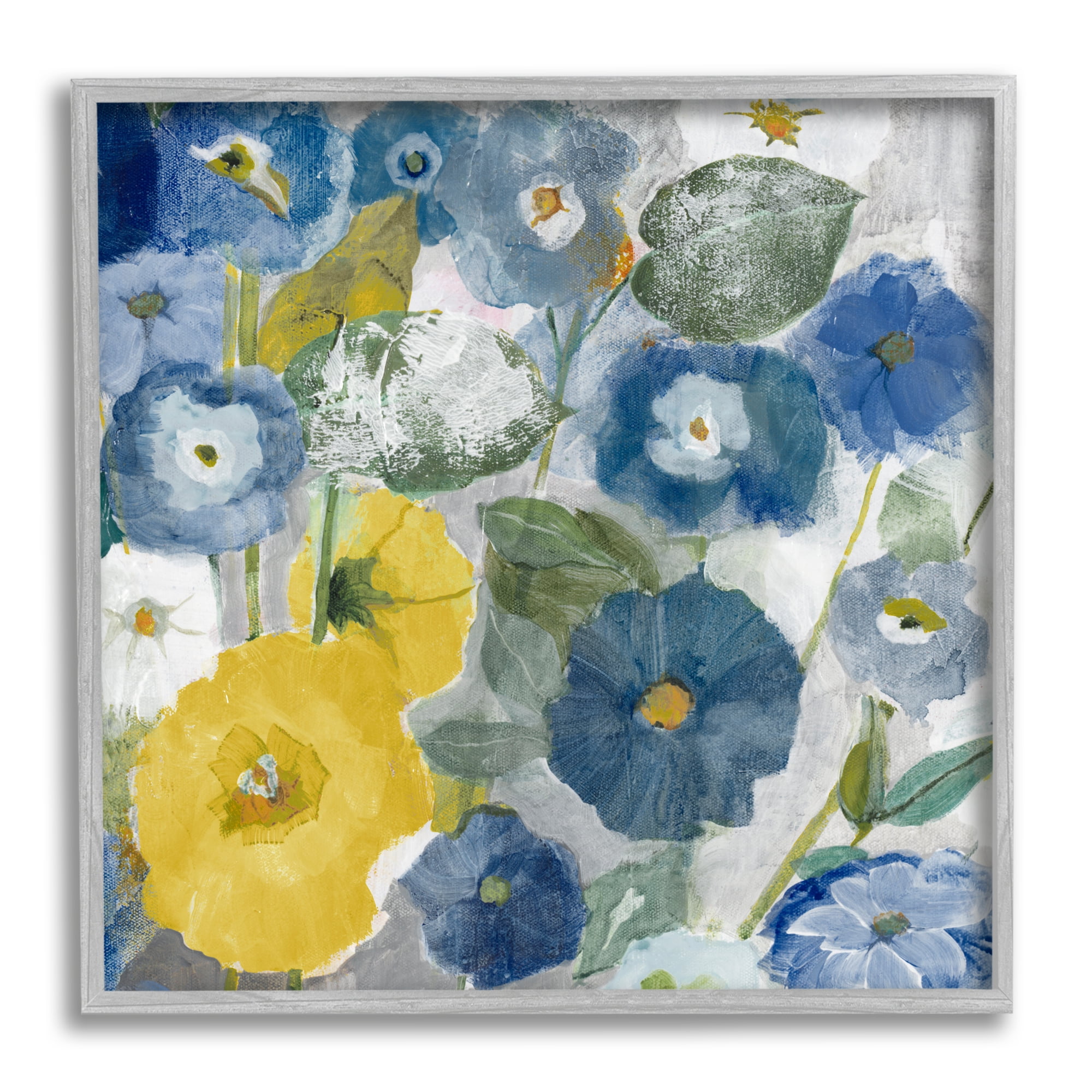 Stupell Industries Abstract Poppy Flowers Pattern Botanical & Floral Painting Gray Framed Art Print Wall Art