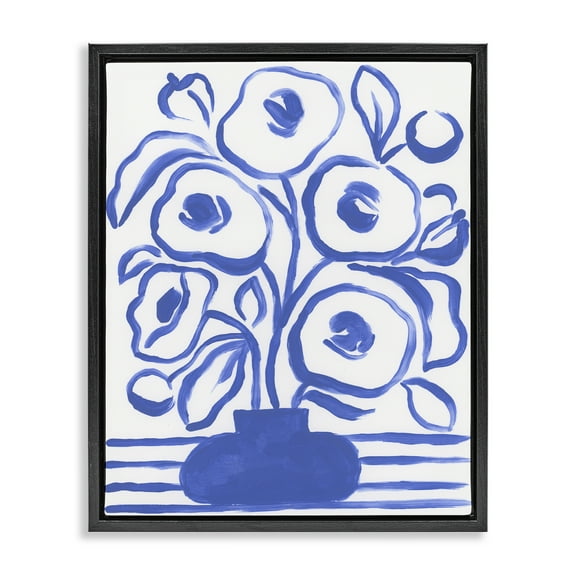 Stupell Industries Abstract Poppy Vase Botanical & Floral Painting Black Floater Framed Art Print Wall Art, 17 x 21