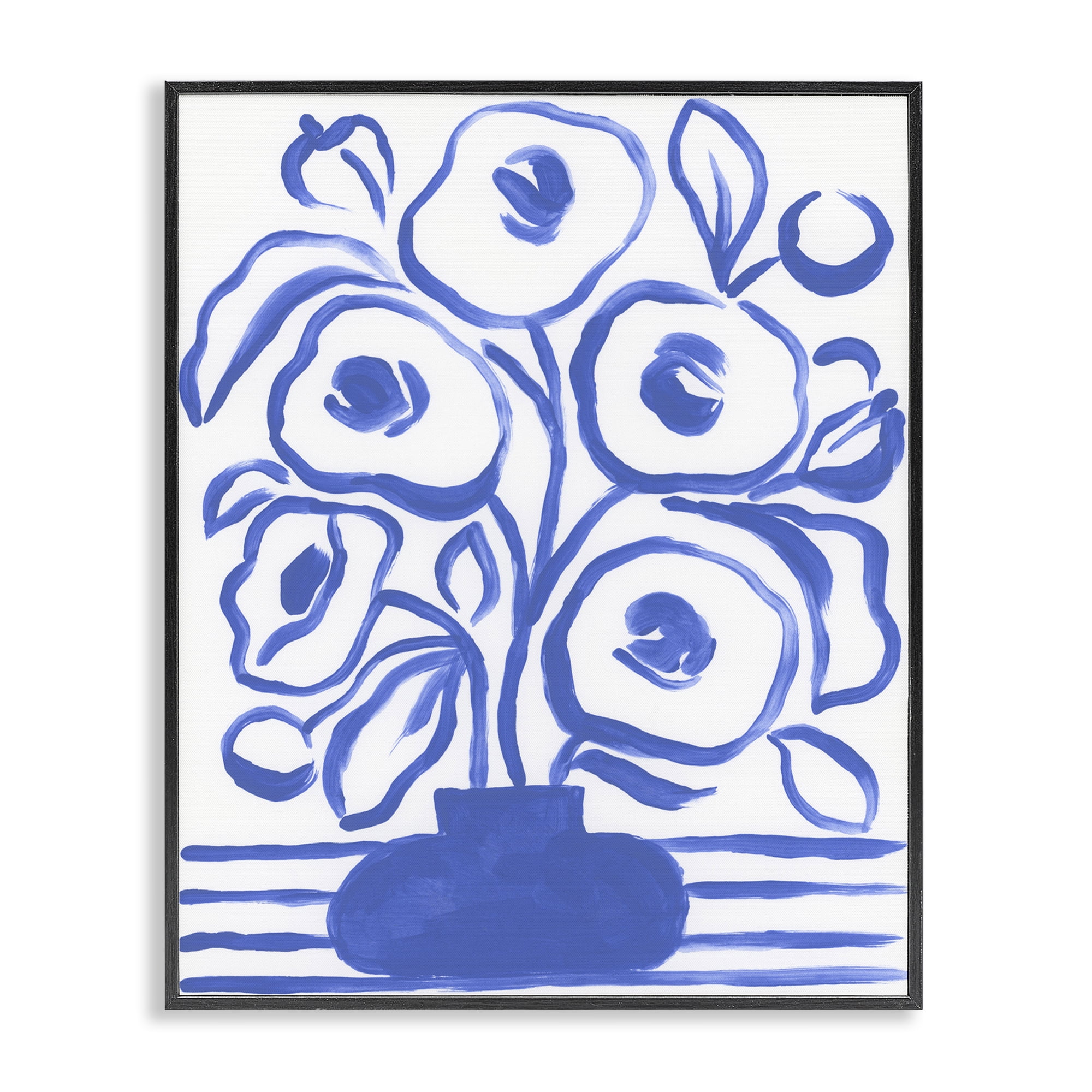 Stupell Industries Abstract Poppy Vase Botanical & Floral Painting Black Framed Art Print Wall Art, 24 x 30
