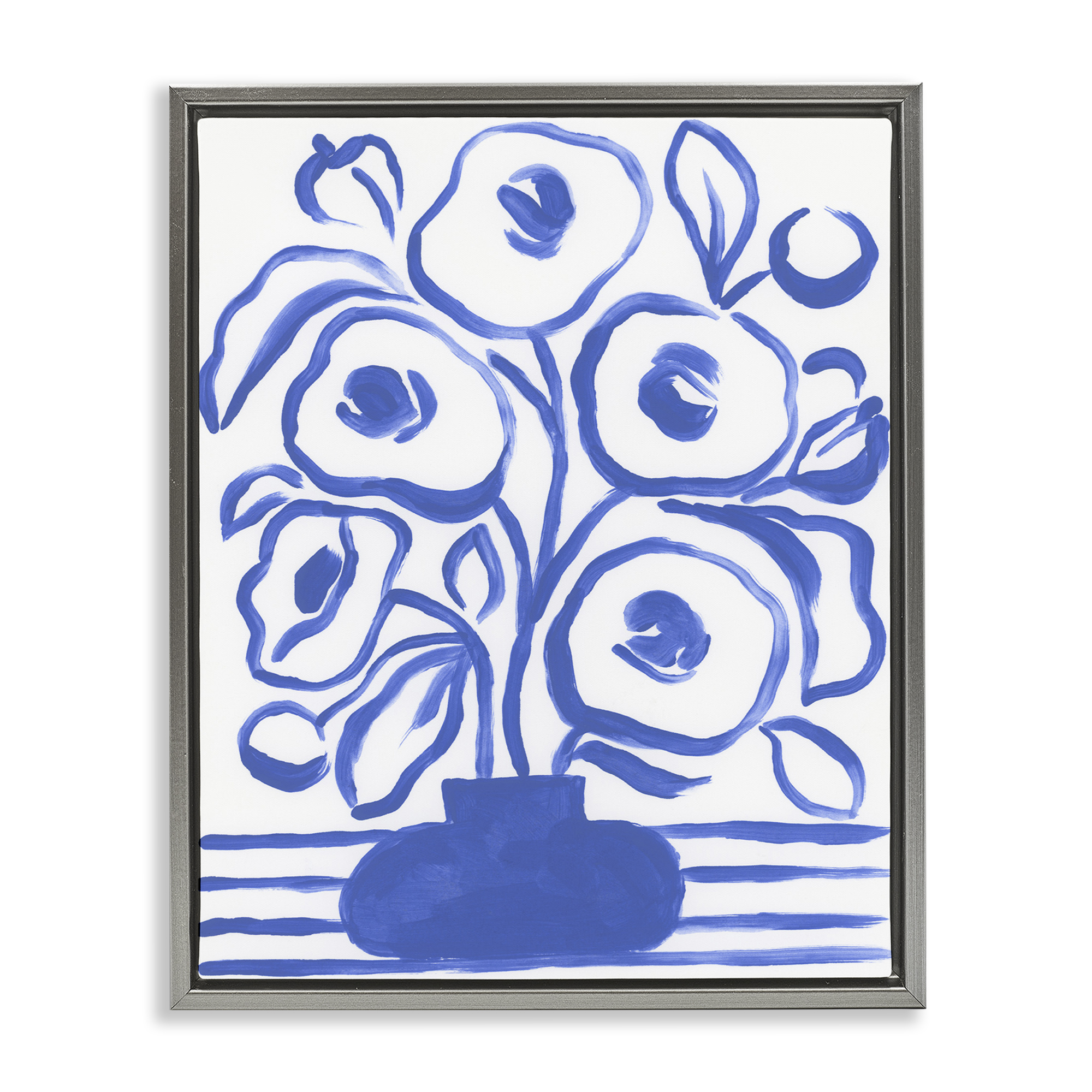 Stupell Industries Abstract Poppy Vase Botanical & Floral Painting Gray Floater Framed Art Print Wall Art, 25 x 31