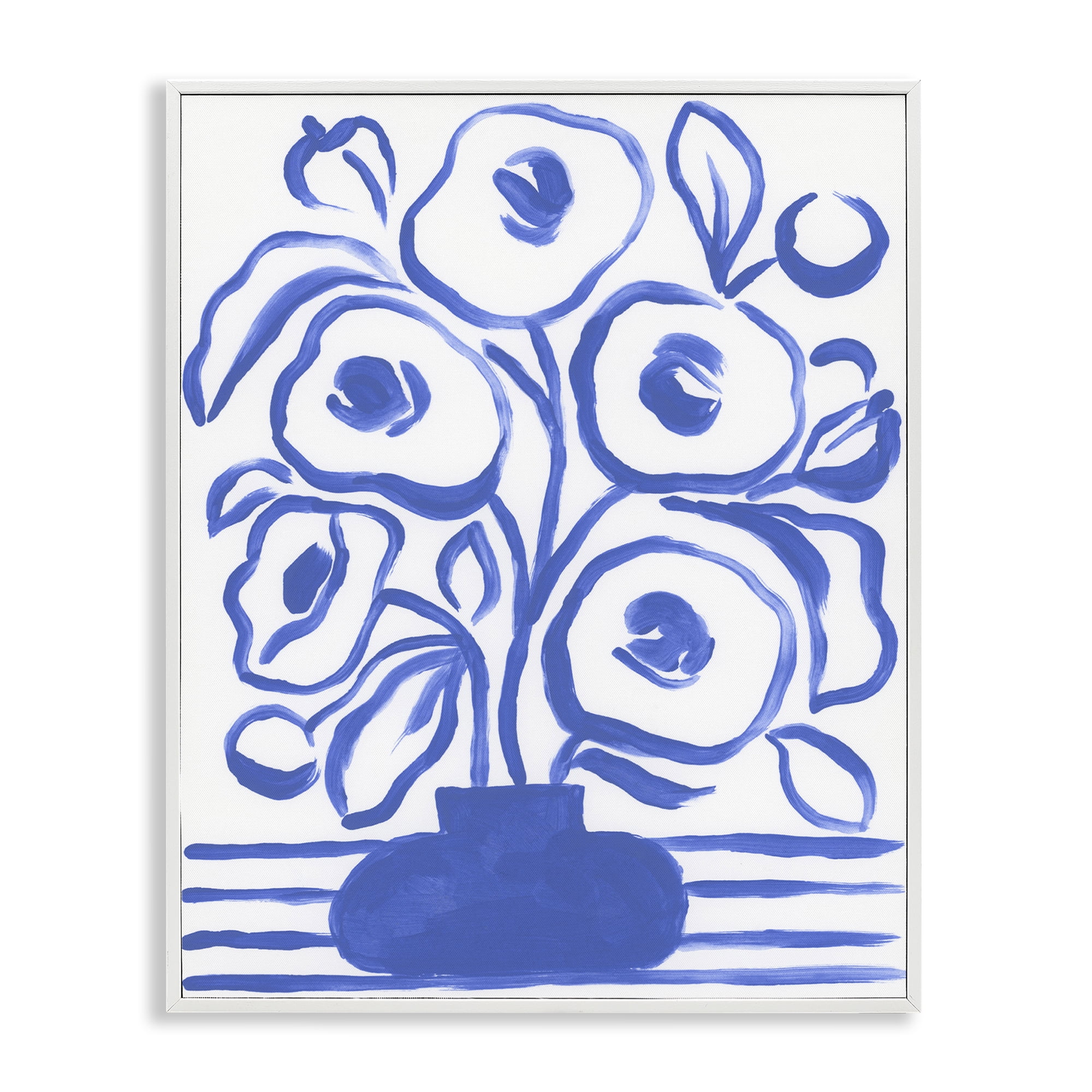 Stupell Industries Abstract Poppy Vase Botanical & Floral Painting White Framed Art Print Wall Art, 24 x 30