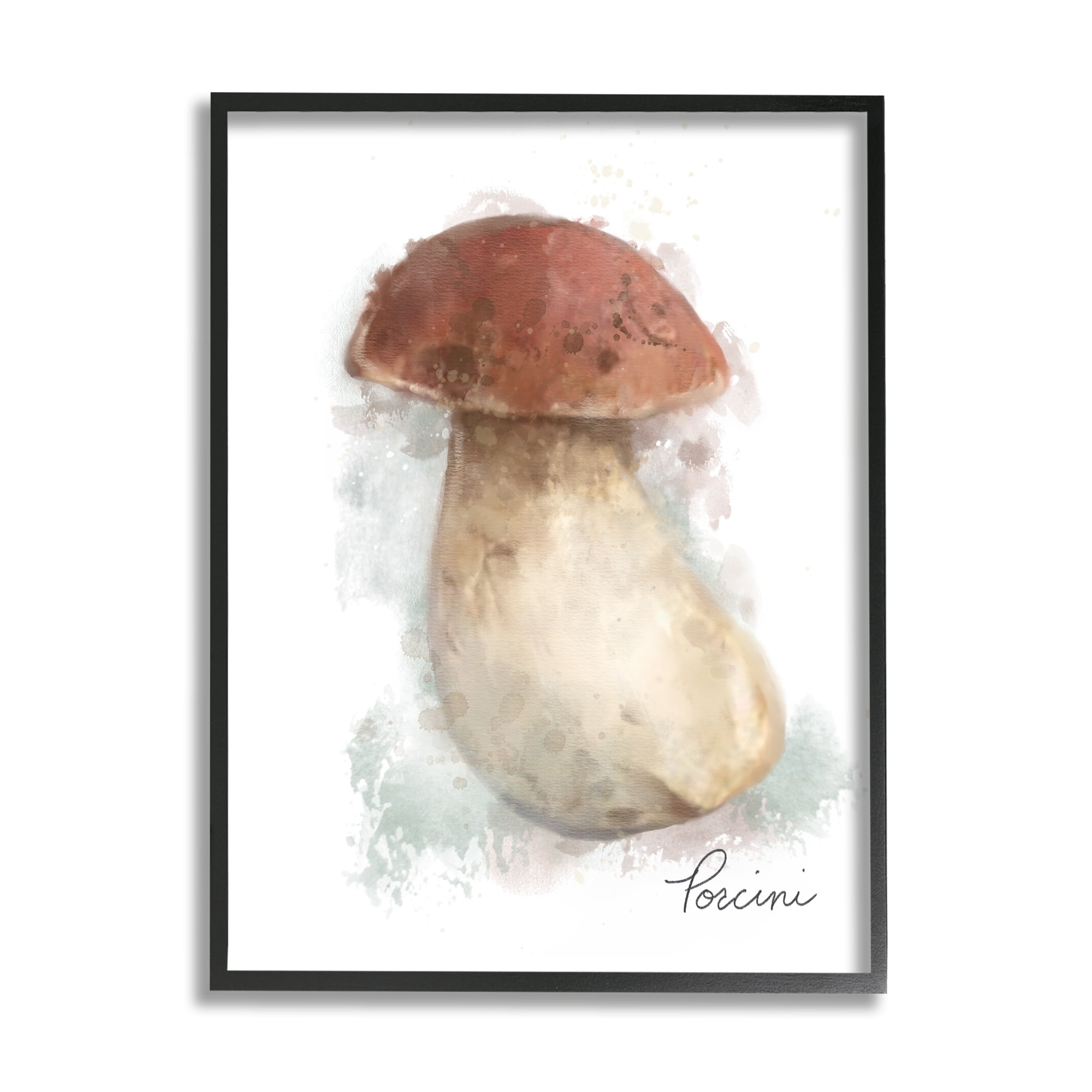 Stupell Industries Abstract Porcini Mushroom Botanical & Floral Painting Black Framed Art Print Wall Art, 24 x 30