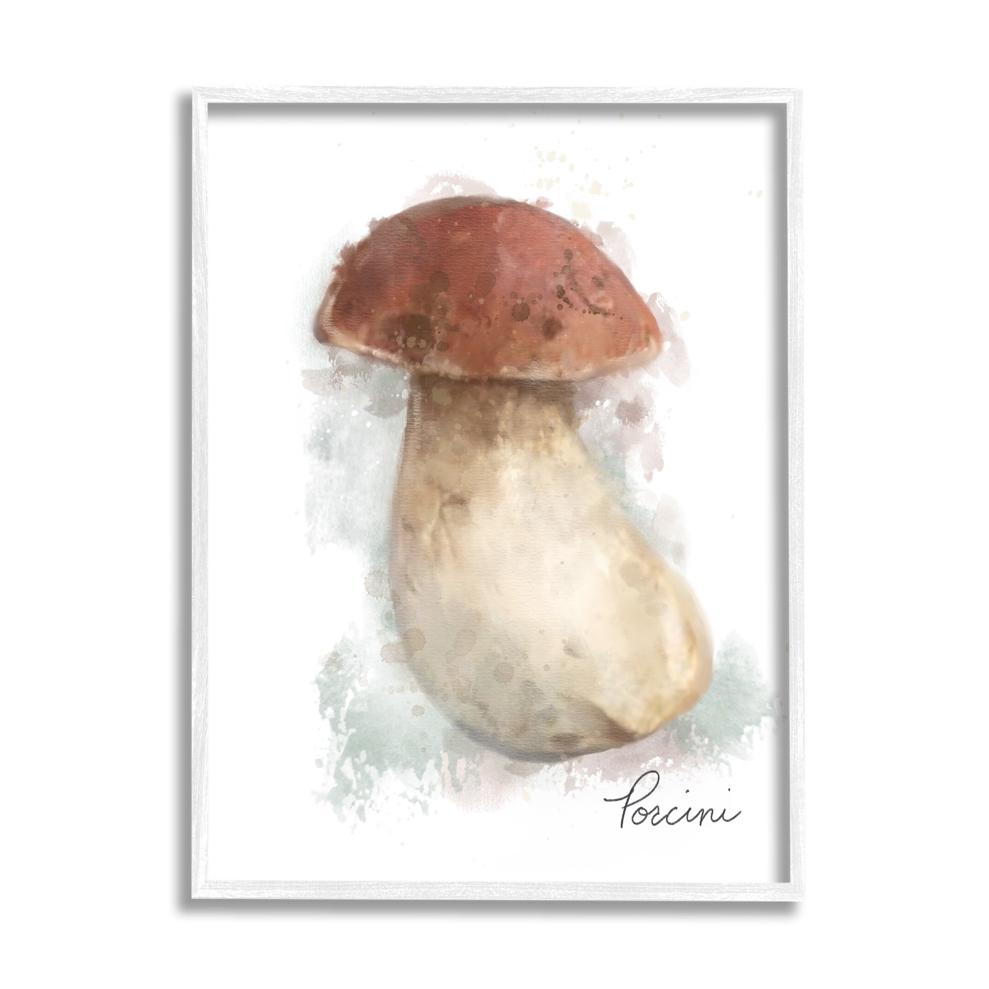 Stupell Industries Abstract Porcini Mushroom Botanical & Floral Painting White Framed Art Print Wall Art, 24 x 30
