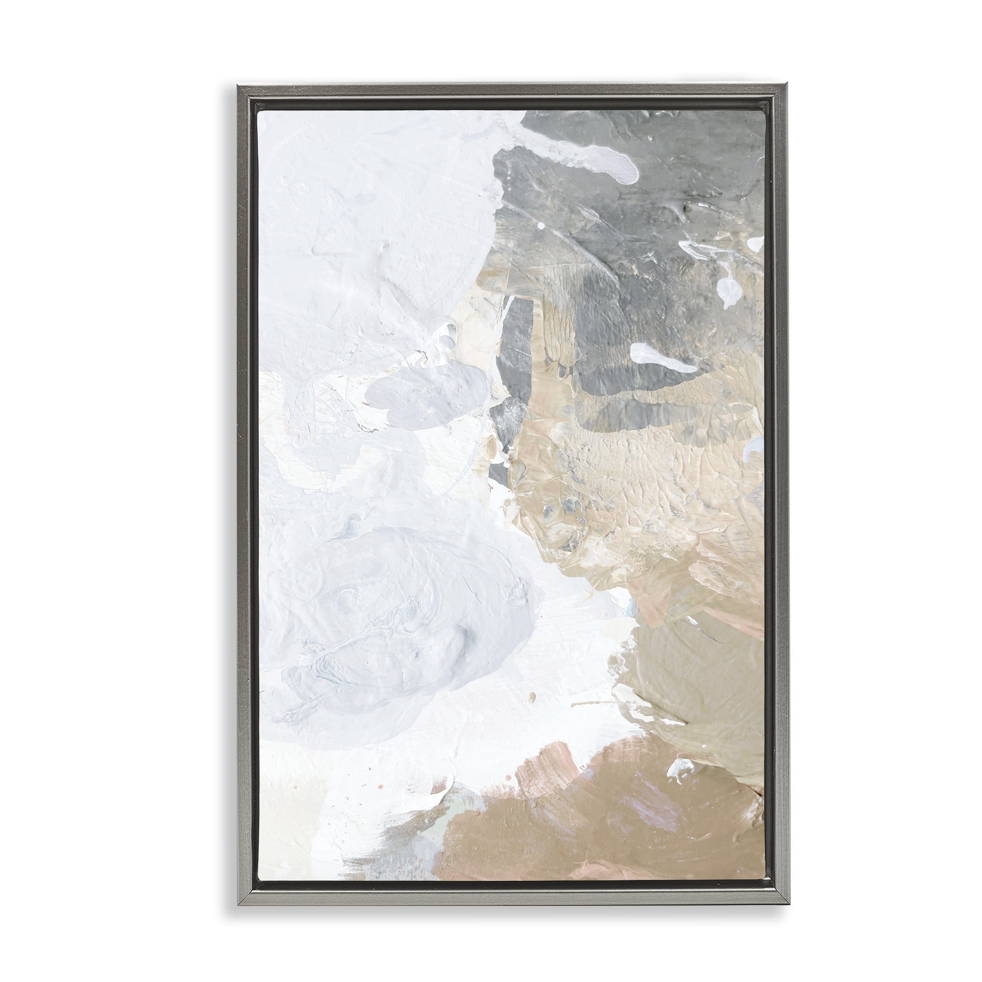 Stupell Industries Abstract Portrait Illusion Abstract Painting Gray Floater Framed Canvas Art Print Wall Art, 21 x 31