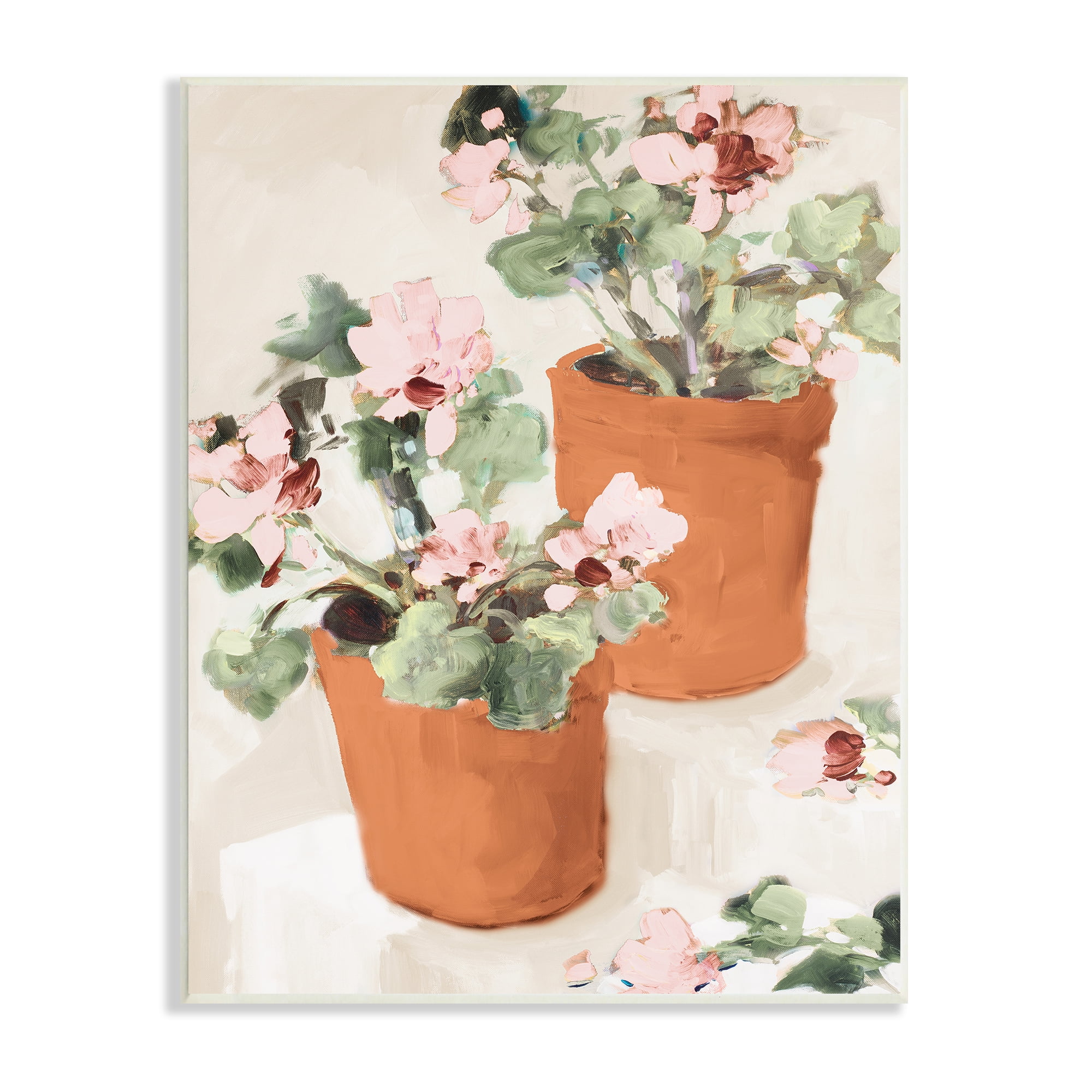 Stupell Industries Abstract Potted Flowers Soft Neutral Stair Still Life, 10 x 15, Design by Jane Slivka