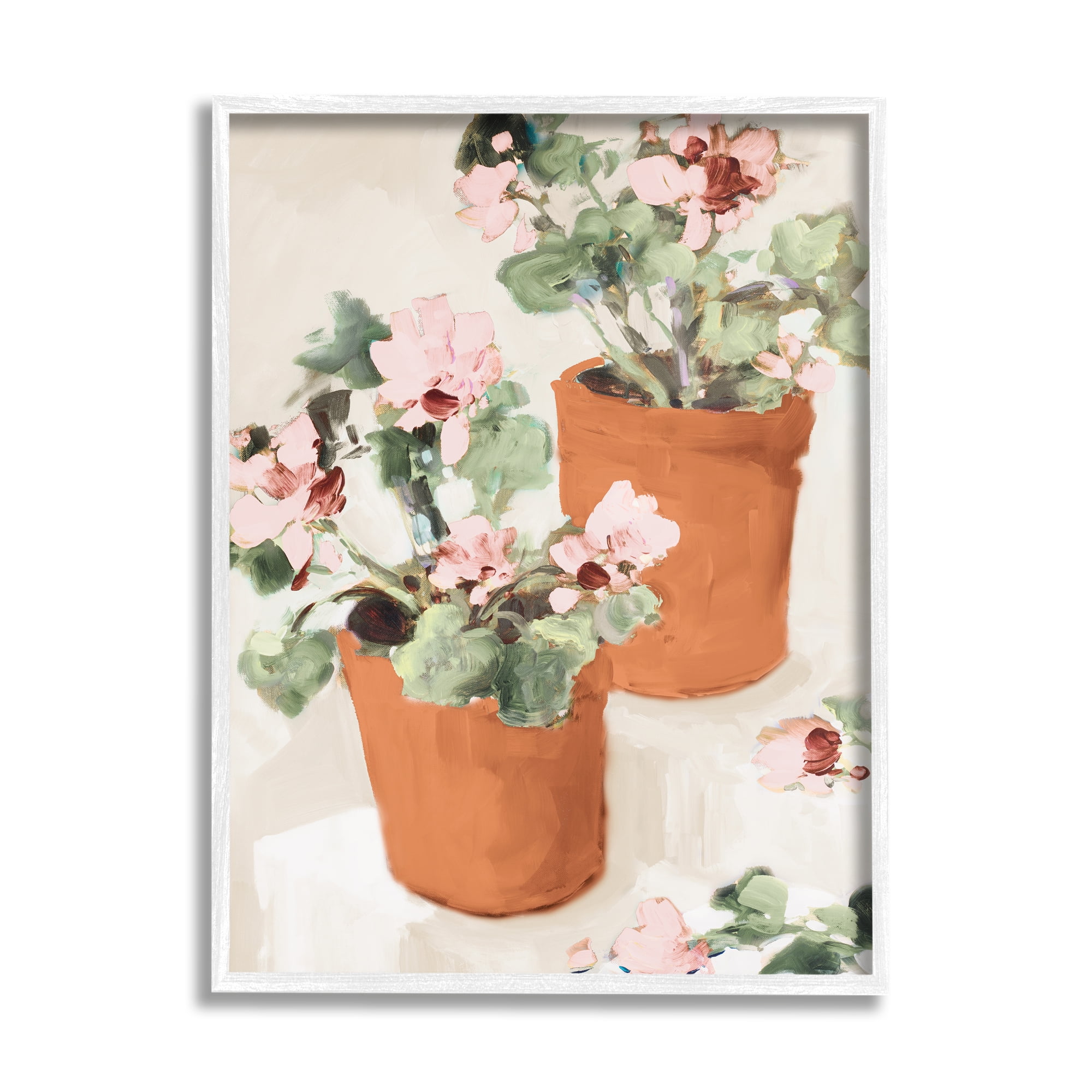 Stupell Industries Abstract Potted Flowers Soft Neutral Stair Still Life, 16 x 20, Design by Jane Slivka
