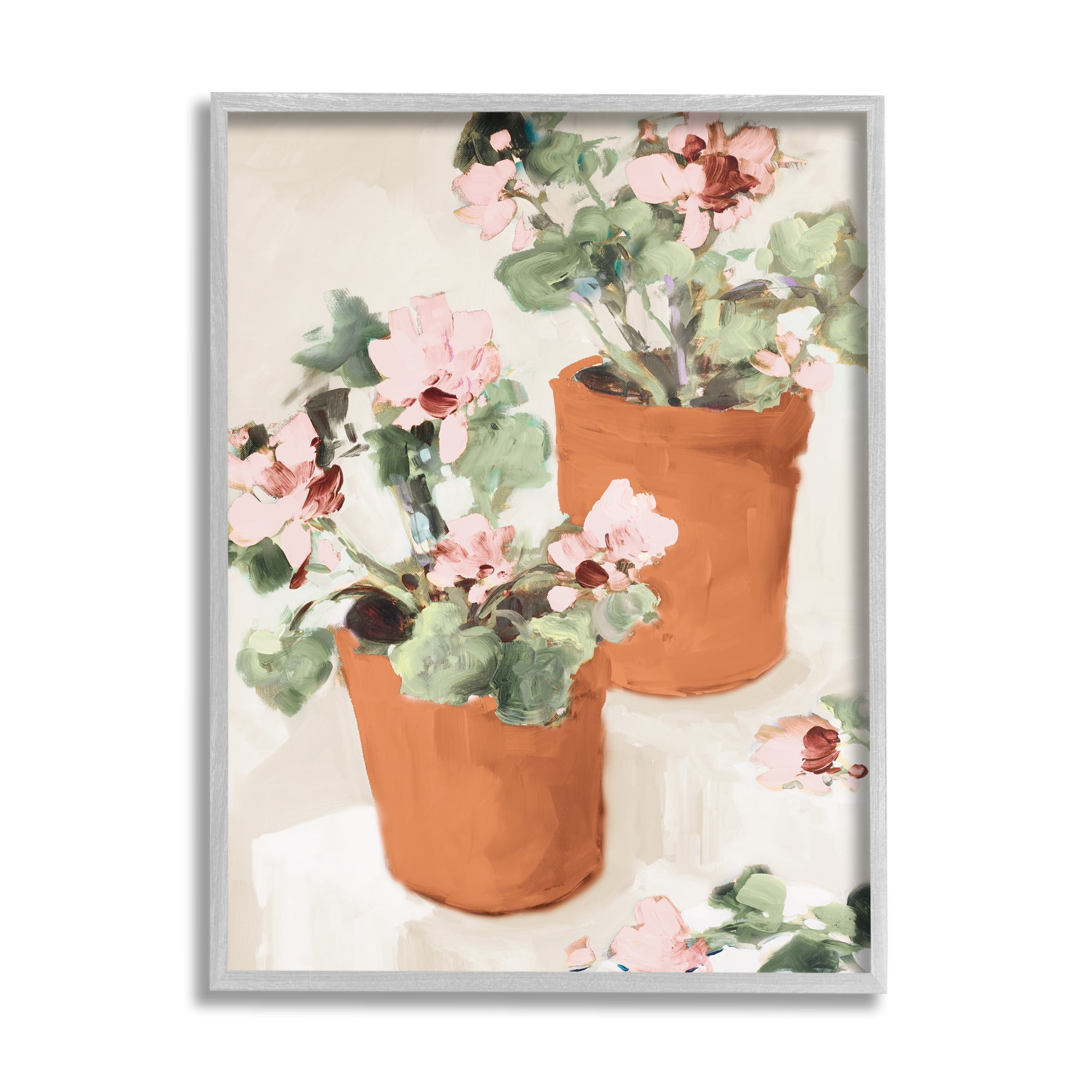 Stupell Industries Abstract Potted Flowers Soft Neutral Stair Still Life, 24 x 30, Design by Jane Slivka