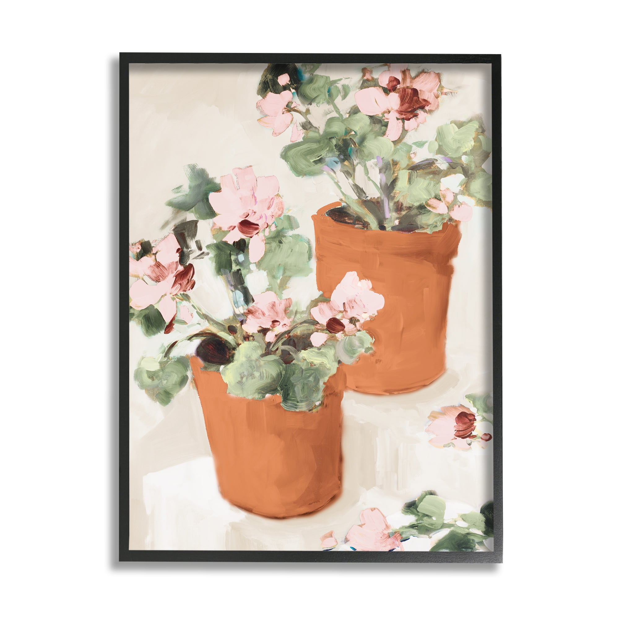 Stupell Industries Abstract Potted Flowers Soft Neutral Stair Still Life, 24 x 30, Design by Jane Slivka