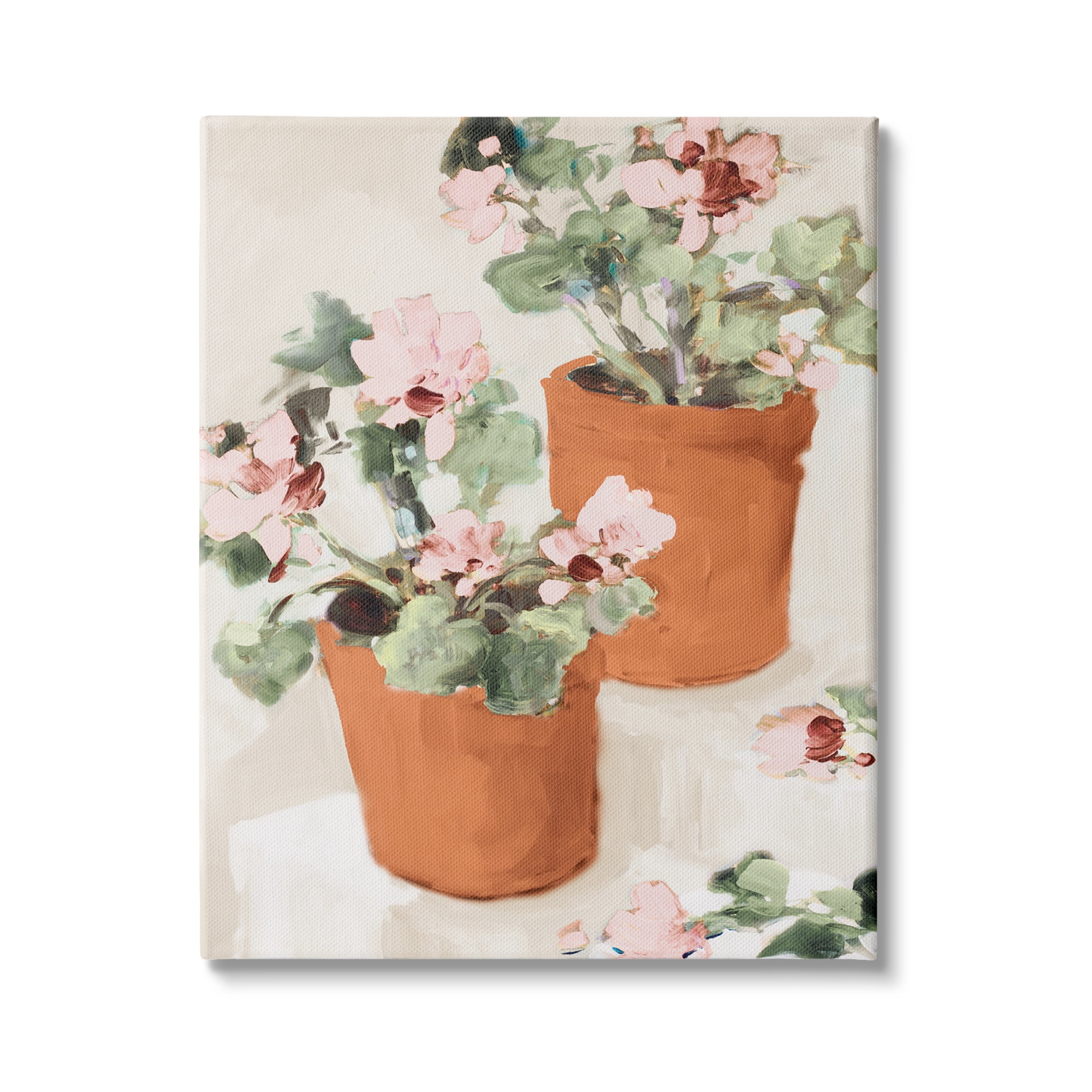 Stupell Industries Abstract Potted Flowers Soft Neutral Stair Still Life, 30 x 40, Design by Jane Slivka